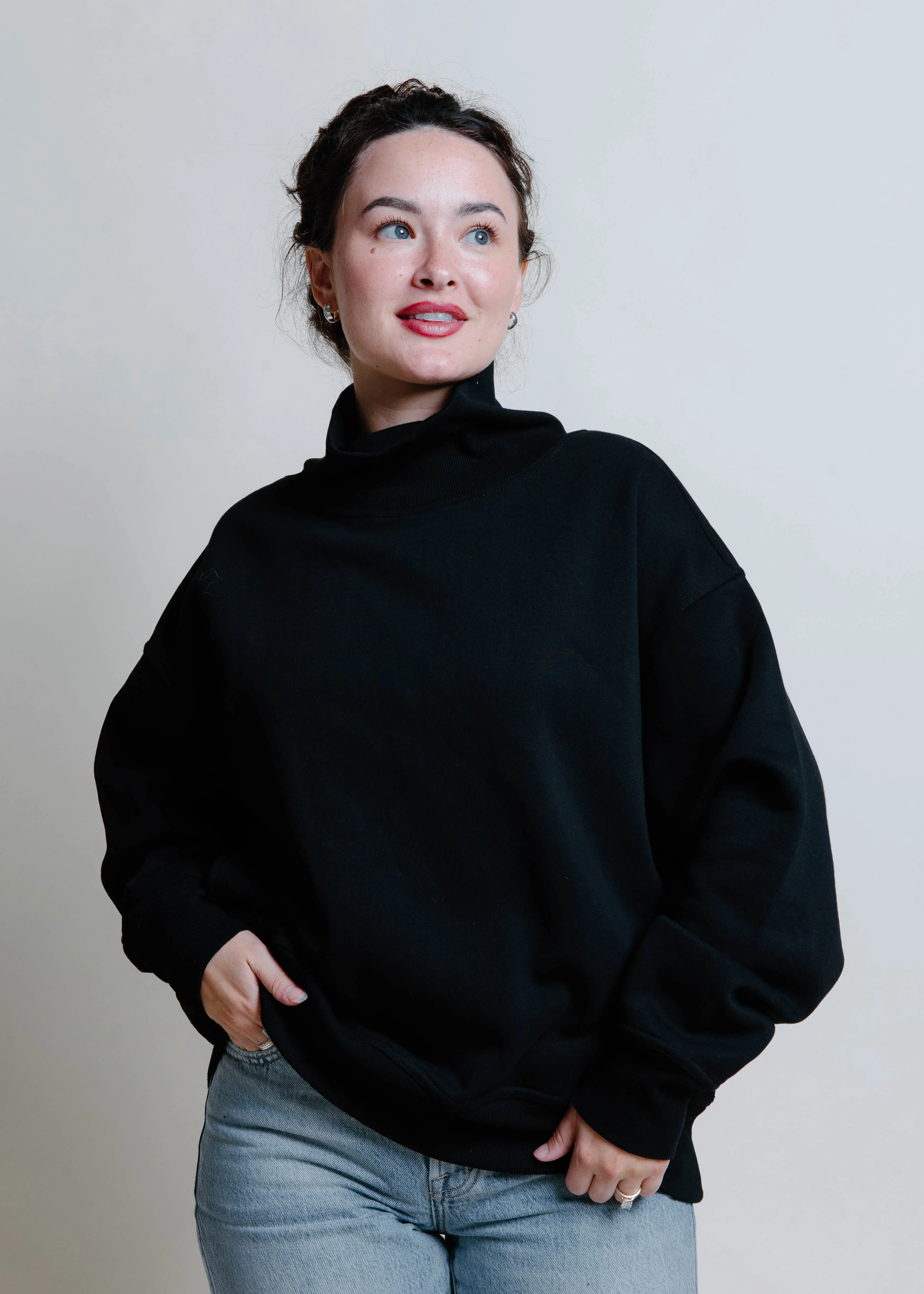 Bennett Mock Neck Crewneck - Black sold by Vinnie Louise