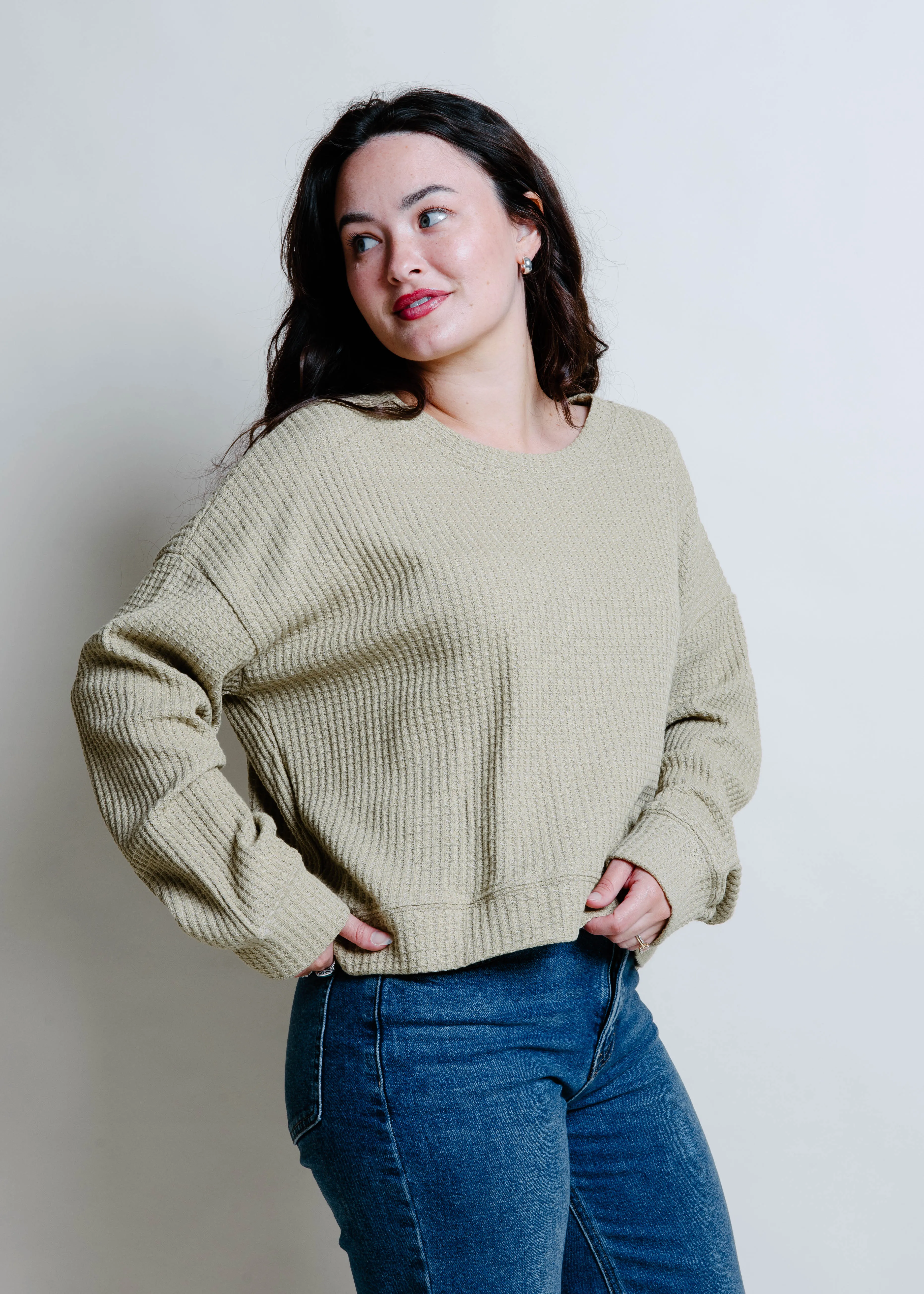 Kinsley Waffle Knit Top - Olive sold by Vinnie Louise product image thumbnail 5