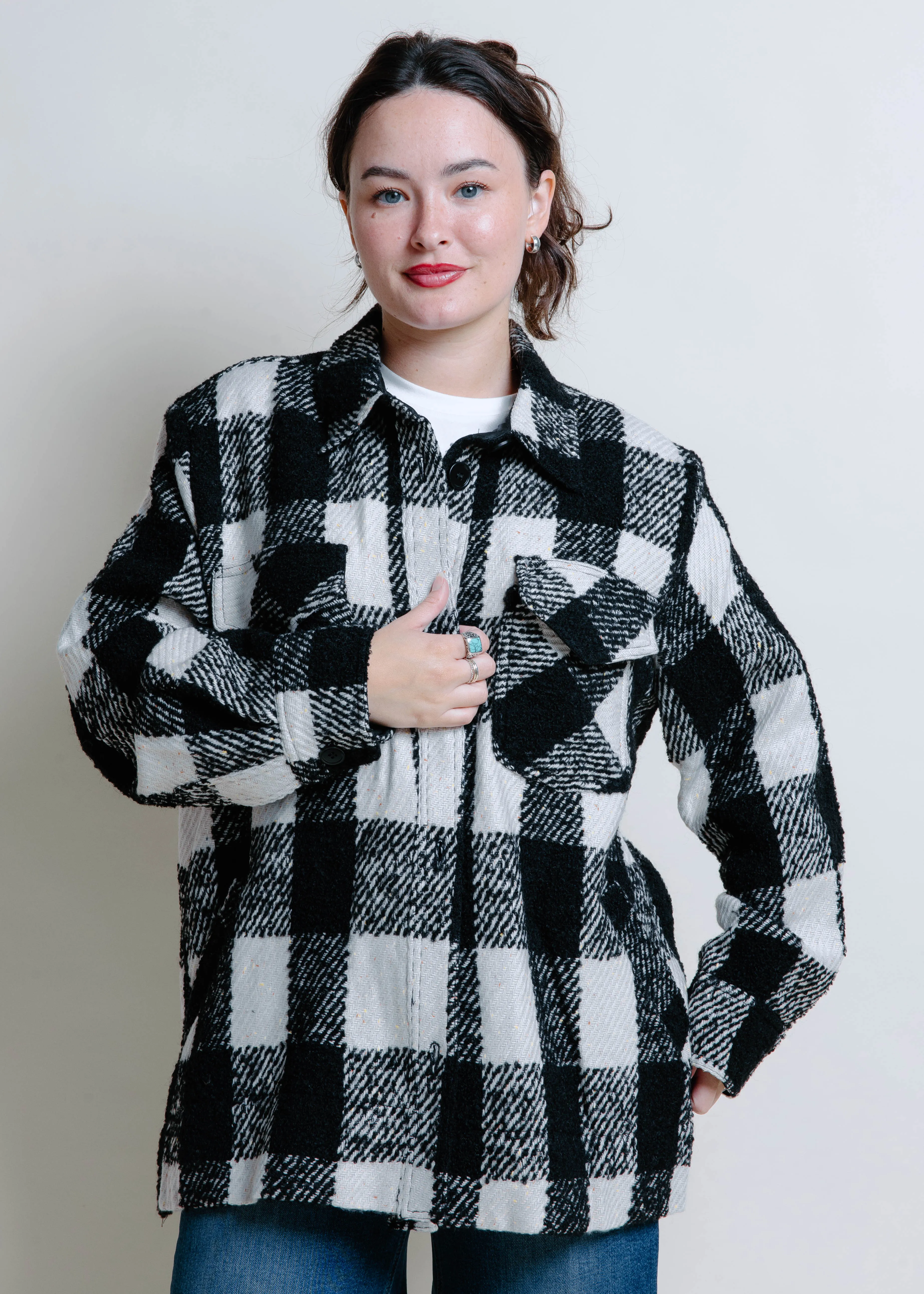 Luca Plaid Shacket - Black sold by Vinnie Louise product image thumbnail 2