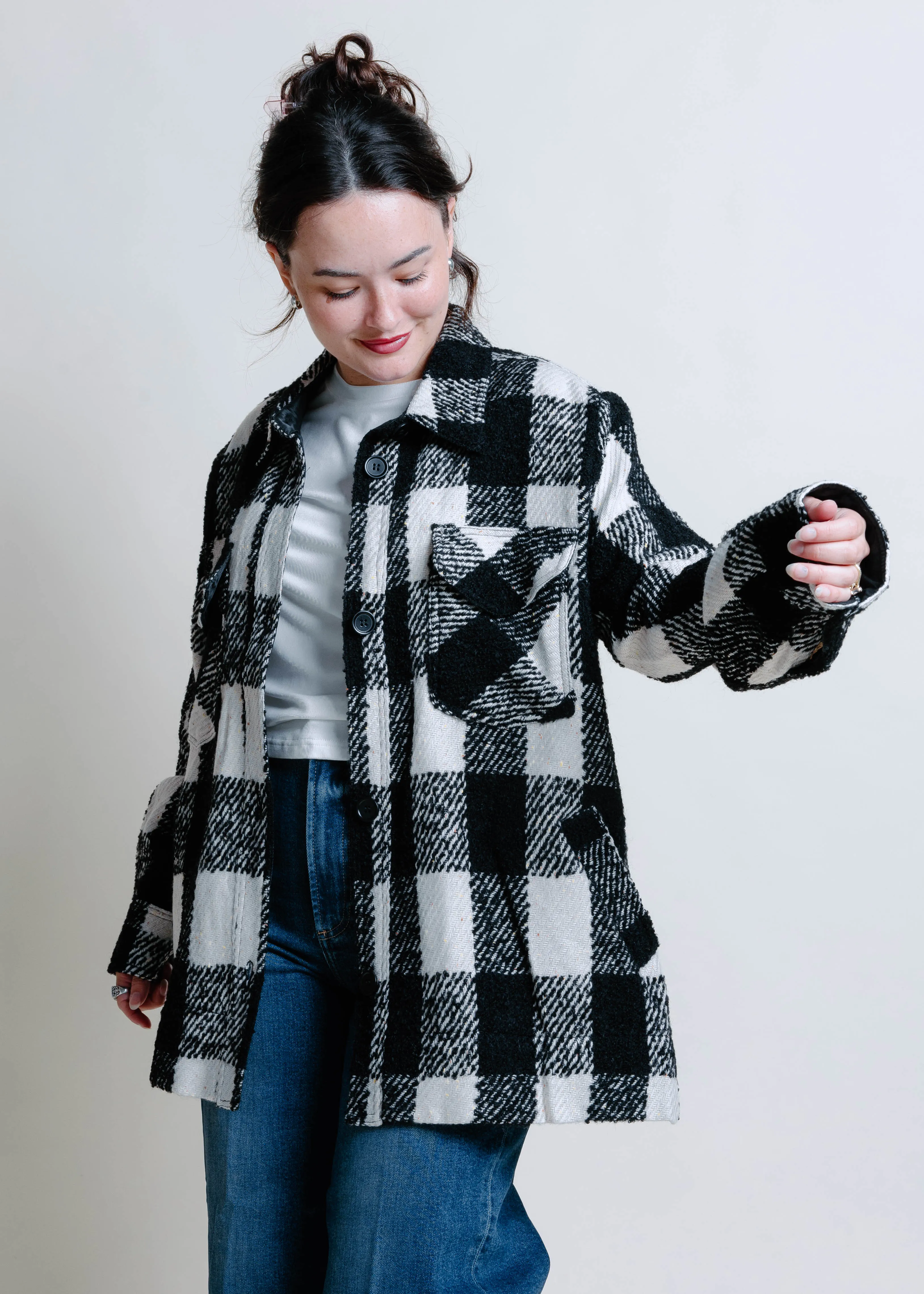 Luca Plaid Shacket - Black sold by Vinnie Louise