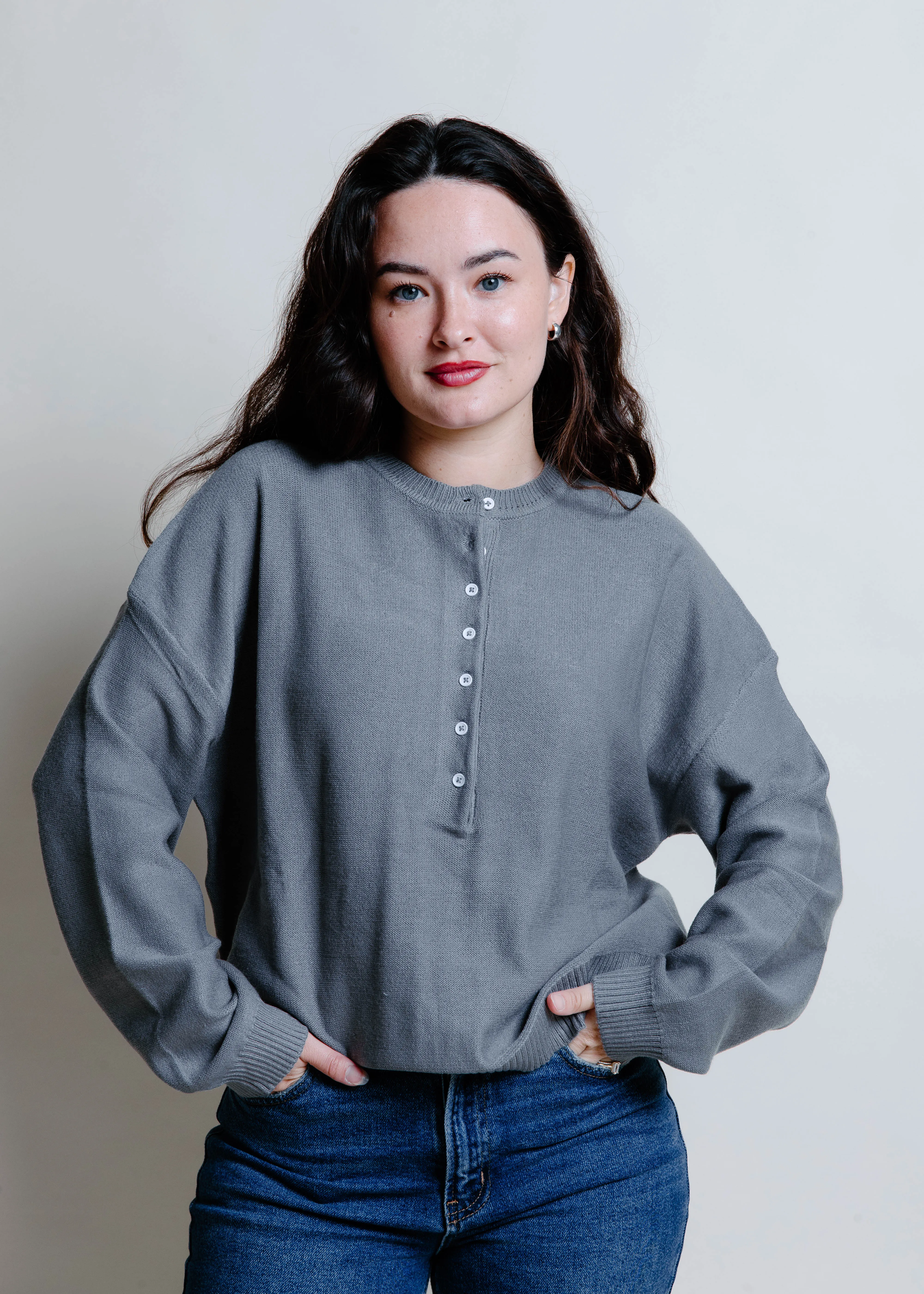The Henry Button Up Sweater - Grey sold by Vinnie Louise product image thumbnail 3
