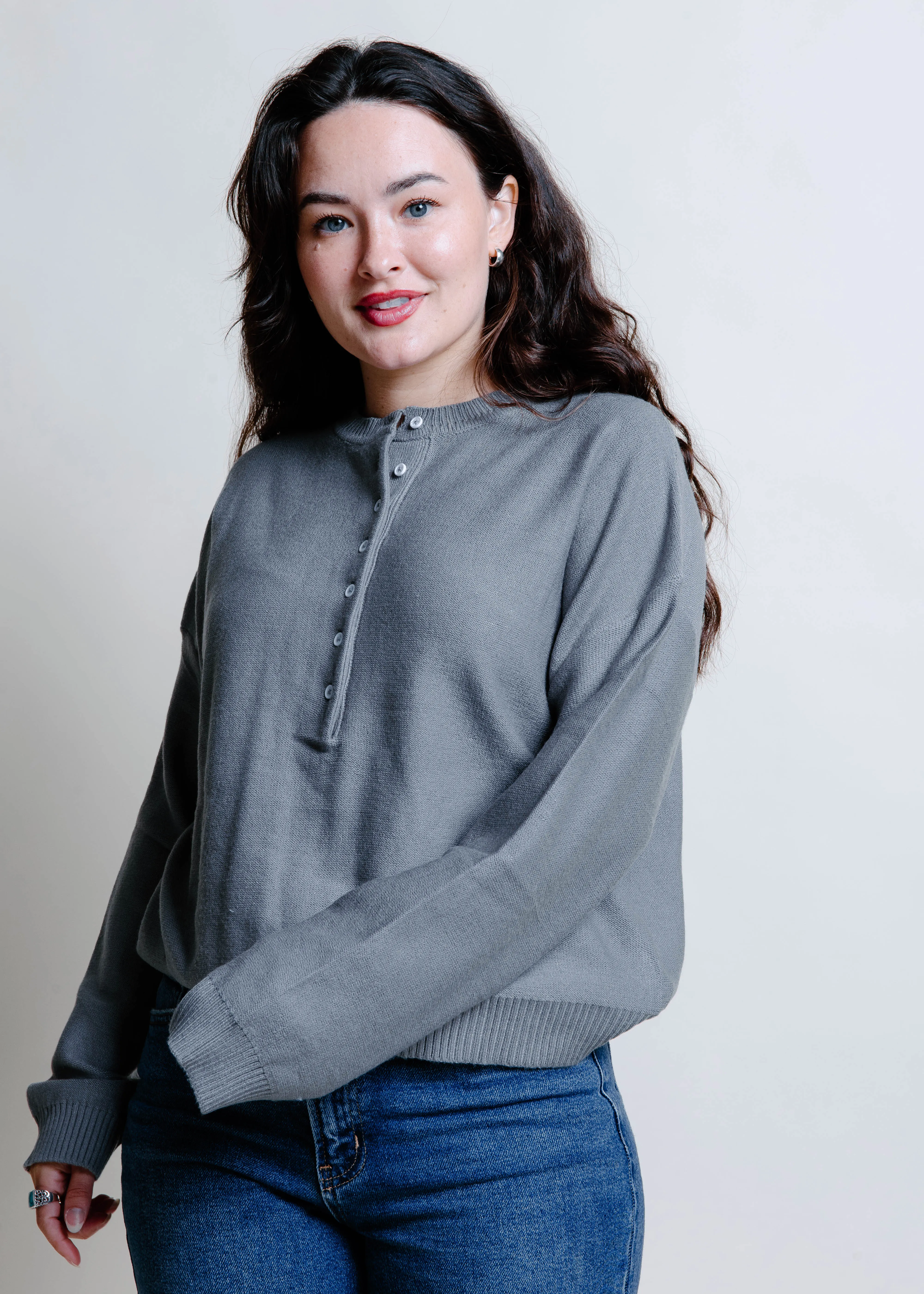 The Henry Button Up Sweater - Grey sold by Vinnie Louise product image thumbnail 2