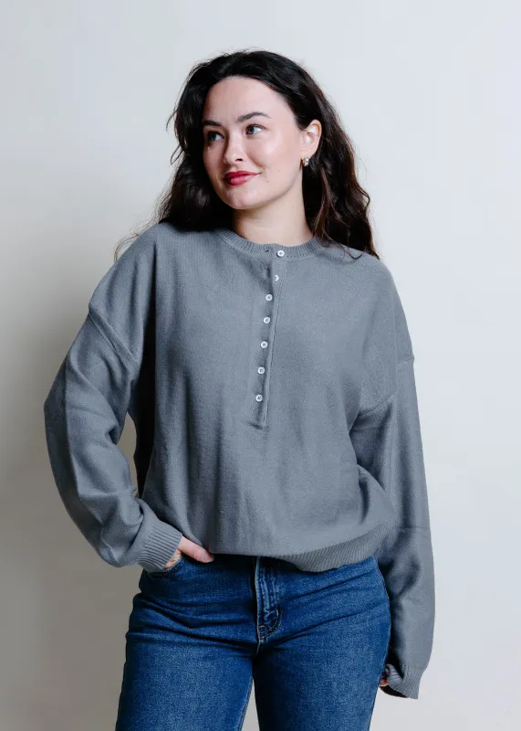 The Henry Button Up Sweater - Grey made by Wishlist