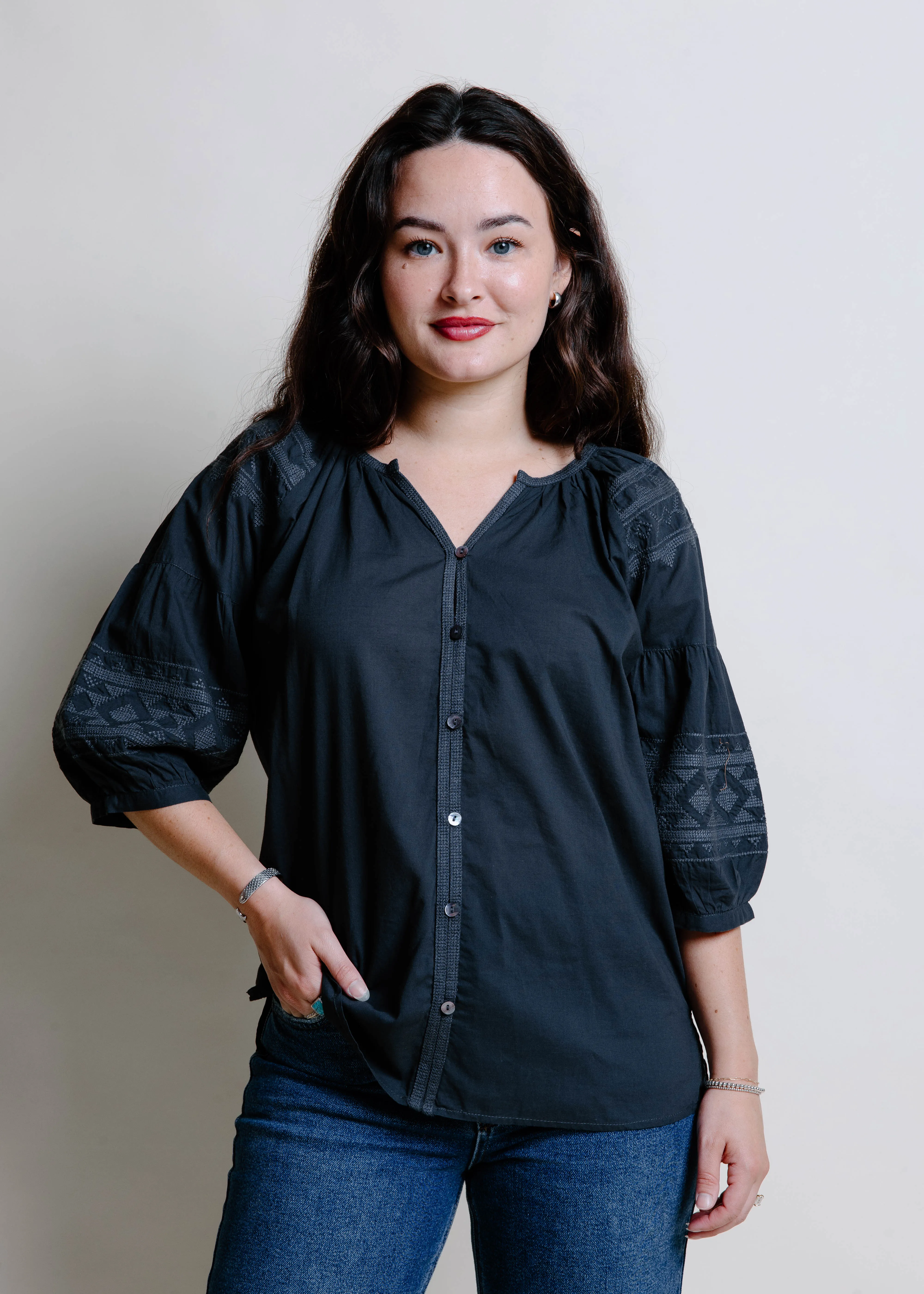 McKenzie Puff Sleeve Button Down Top sold by Vinnie Louise product image thumbnail 3