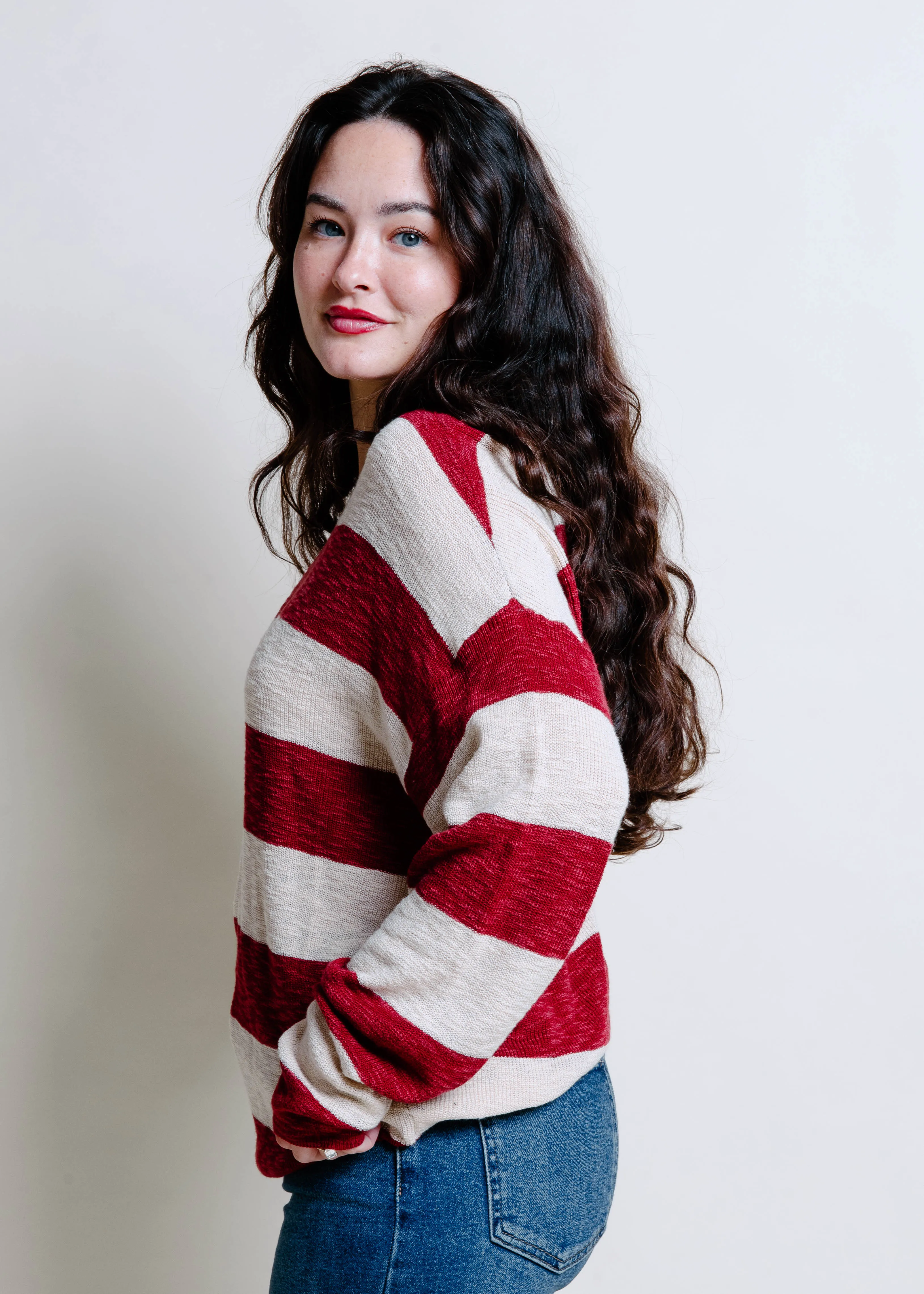 Ray Striped Sweater - Burgundy sold by Vinnie Louise product image thumbnail 4