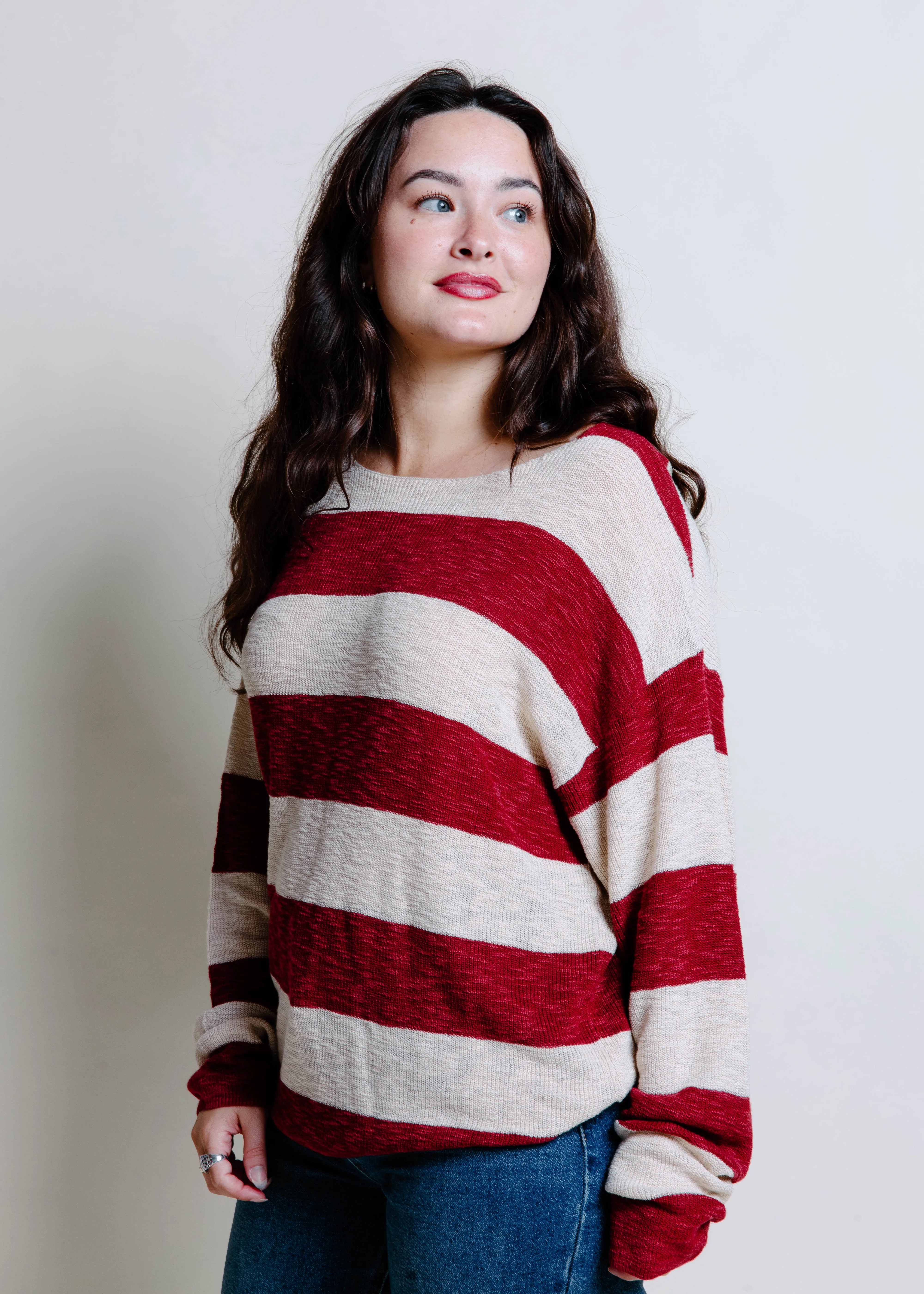 Ray Striped Sweater - Burgundy sold by Vinnie Louise product image thumbnail 3