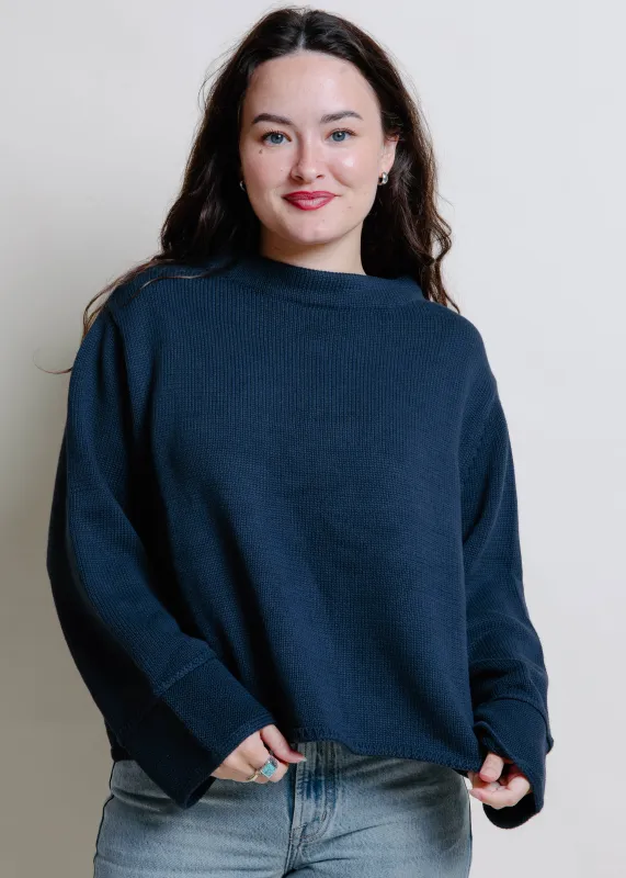 Tina Mock Neck Sweater - Navy sold by Vinnie Louise