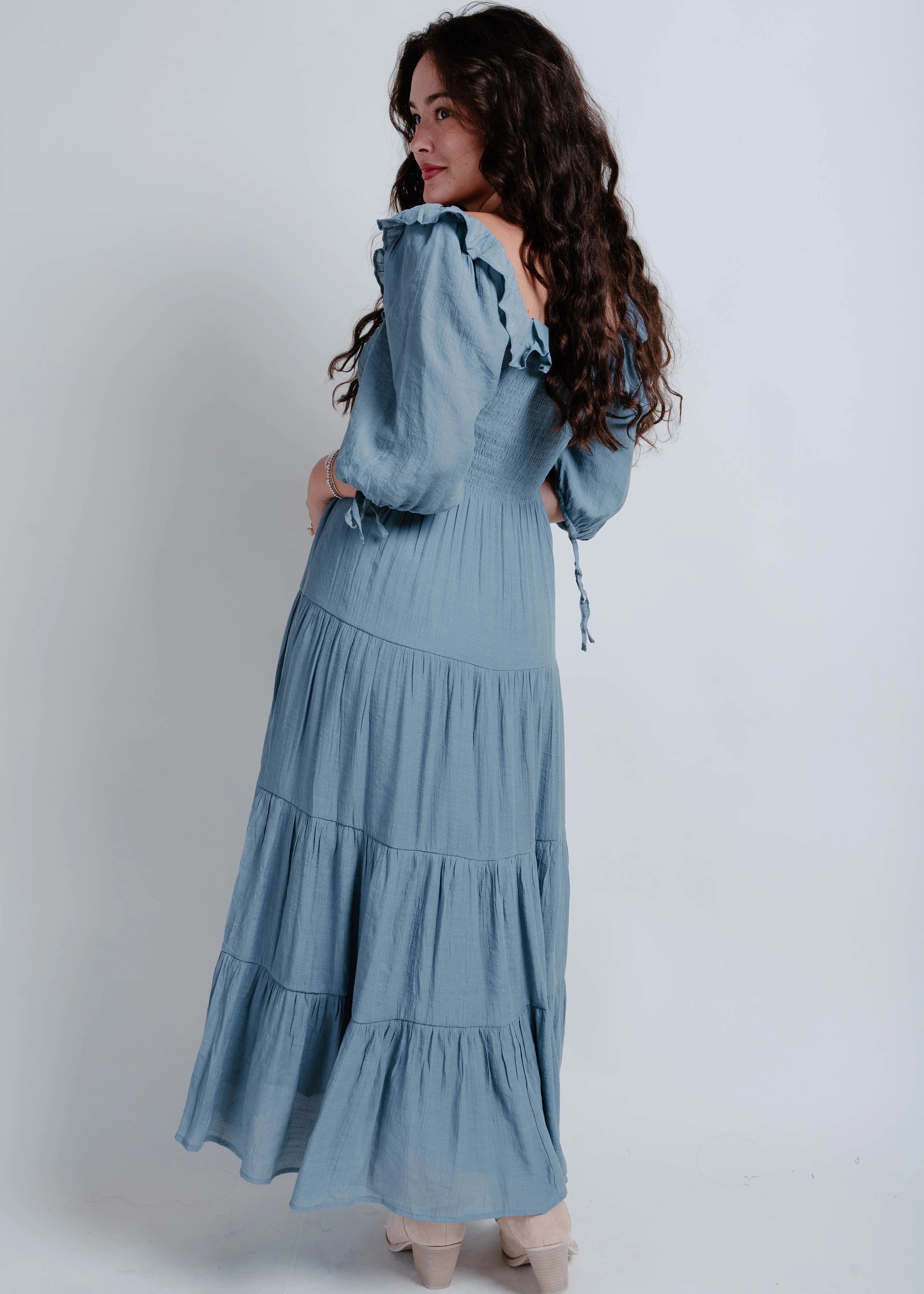 Crue Tiered Midi Dress - Cloud sold by Vinnie Louise product image thumbnail 5