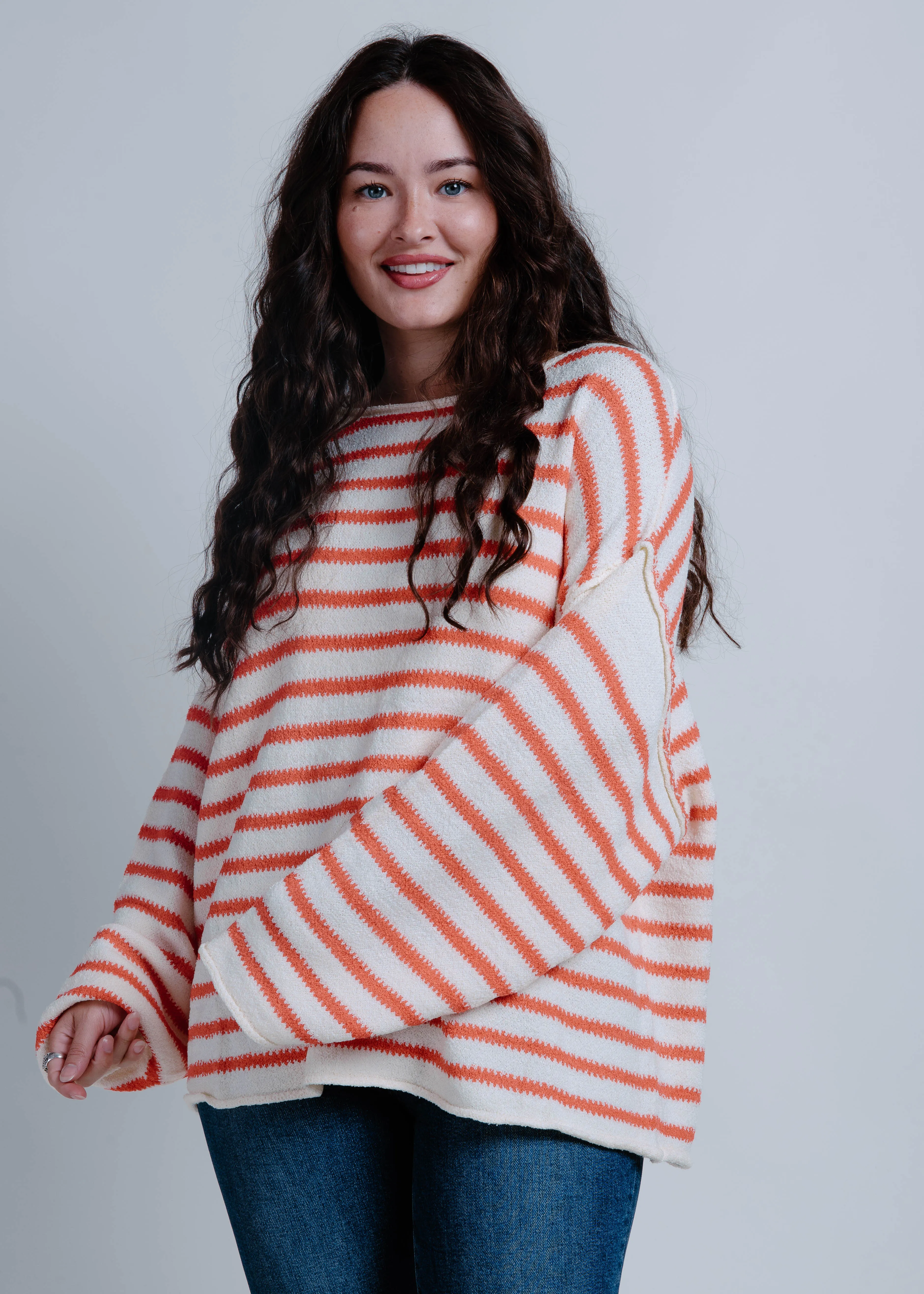 Manny Striped Knit Sweater - Red sold by Vinnie Louise
