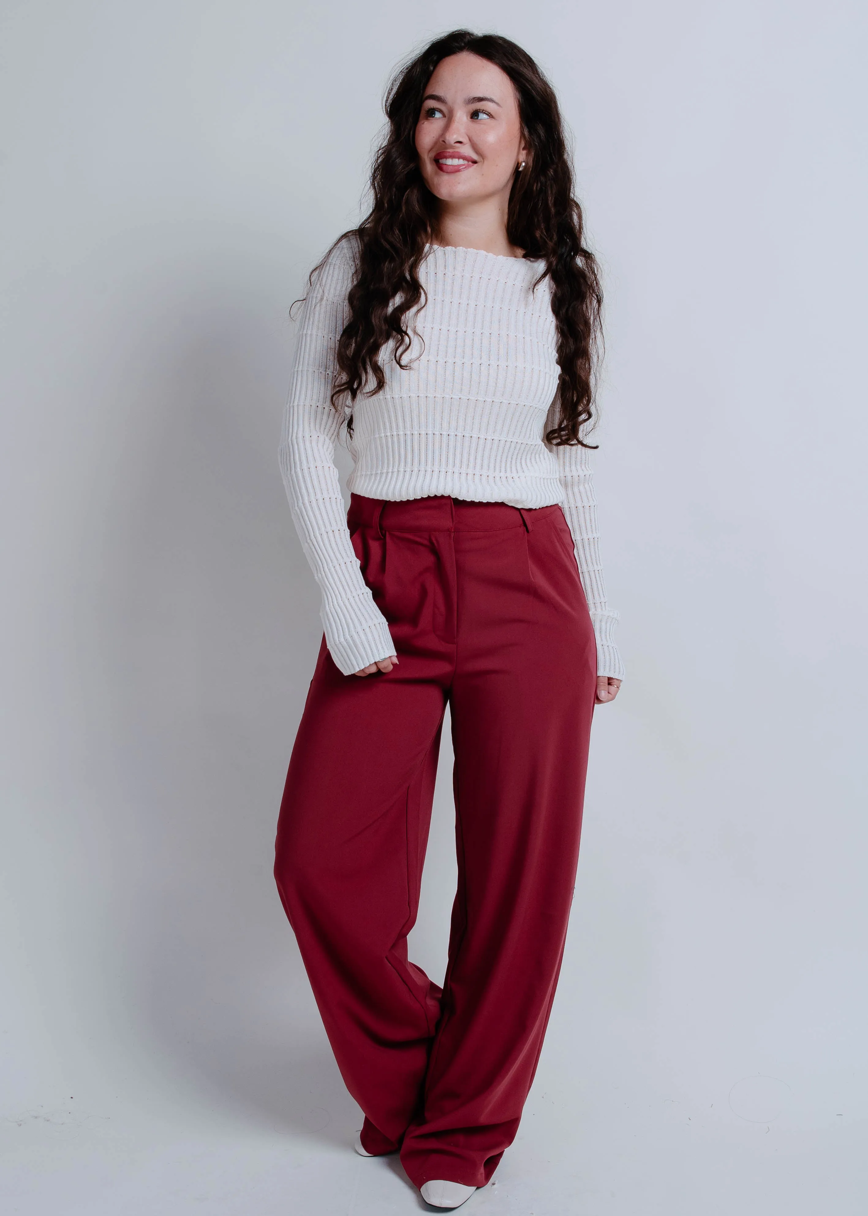 Find Your Way Trousers - Burgundy sold by Vinnie Louise