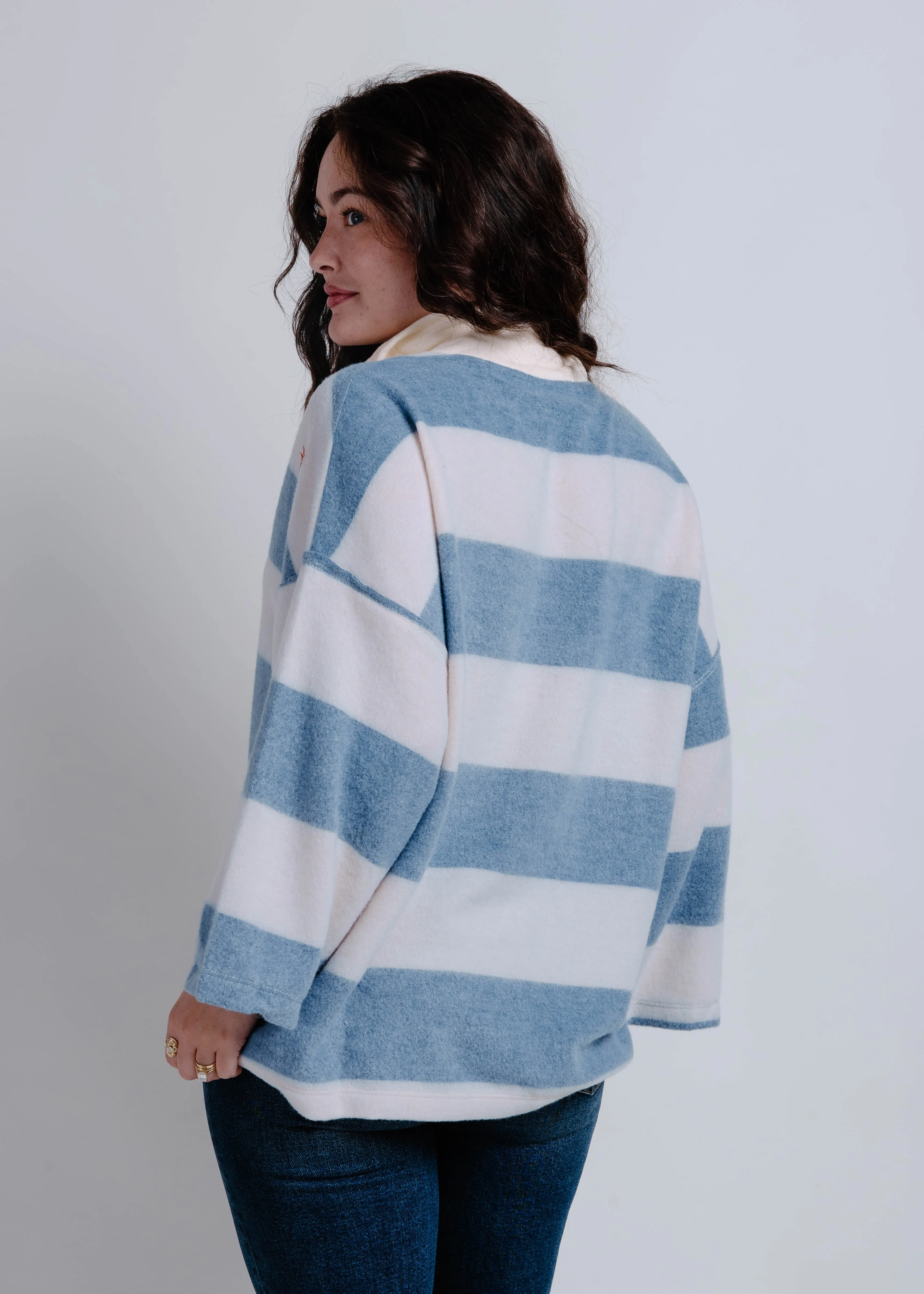 Rugby Striped Quarter Zip - Navy sold by Vinnie Louise product image thumbnail 4