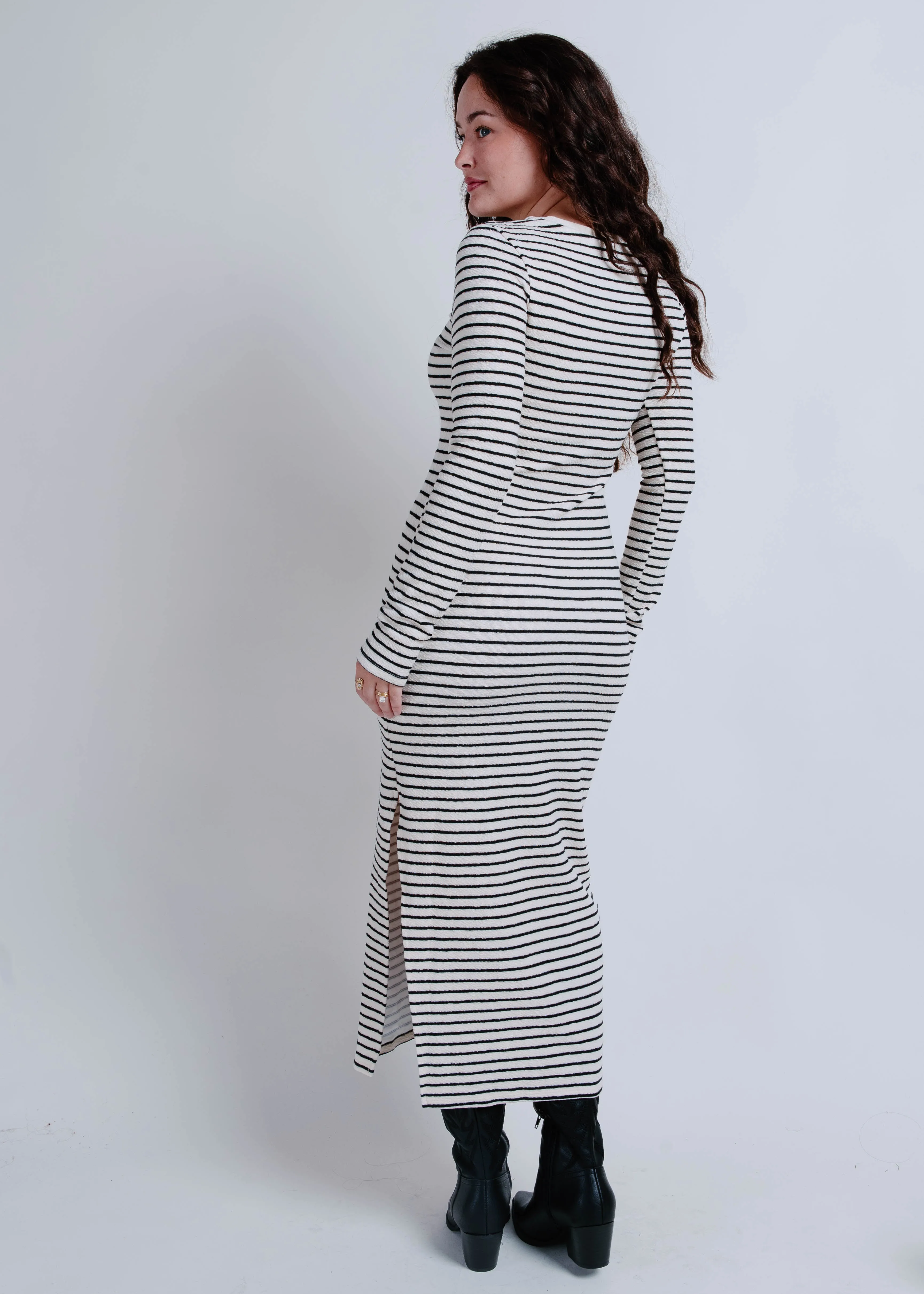 Kendall Striped Long Sleeve Midi Dress sold by Vinnie Louise product image thumbnail 5