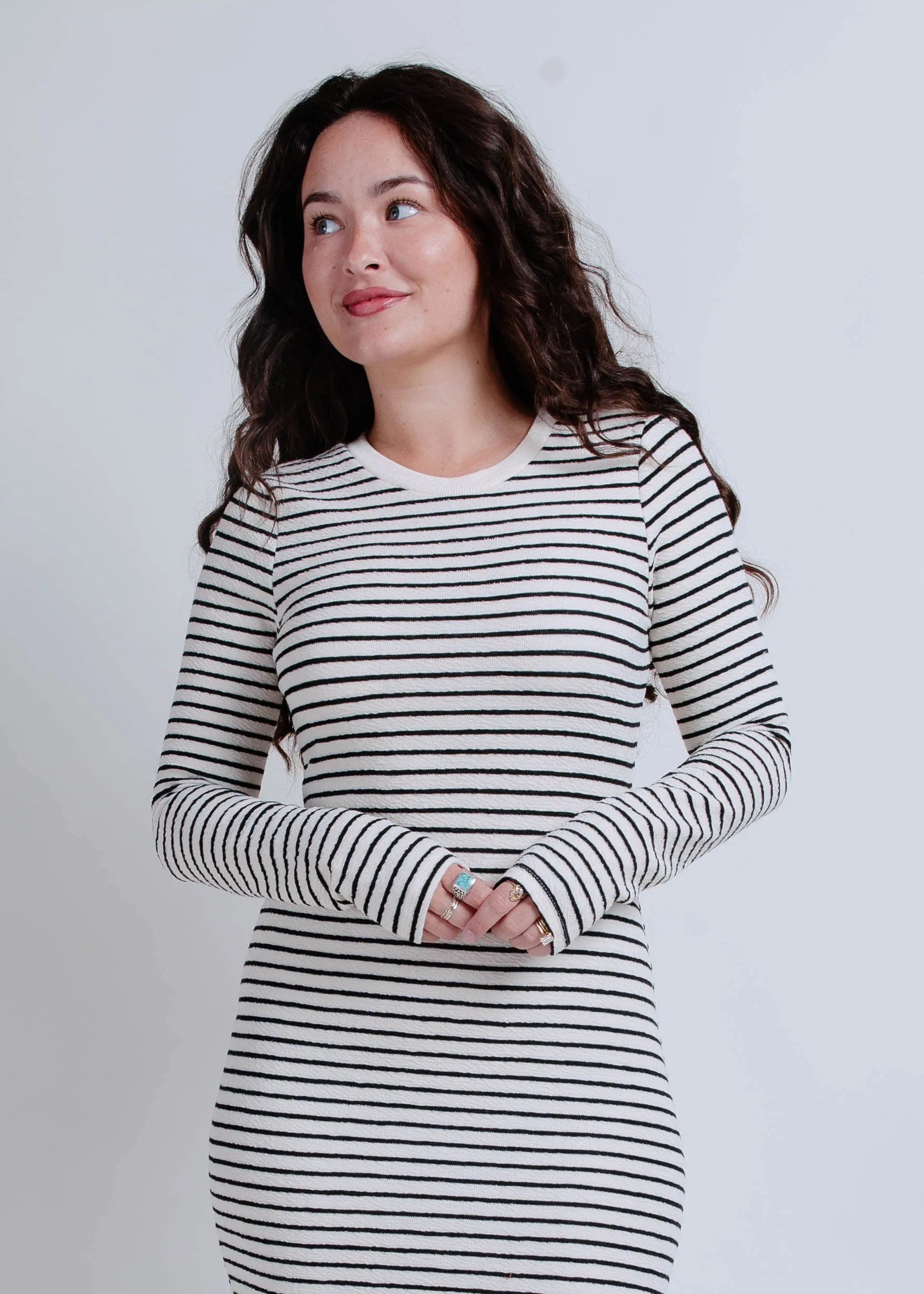 Kendall Striped Long Sleeve Midi Dress sold by Vinnie Louise product image thumbnail 3