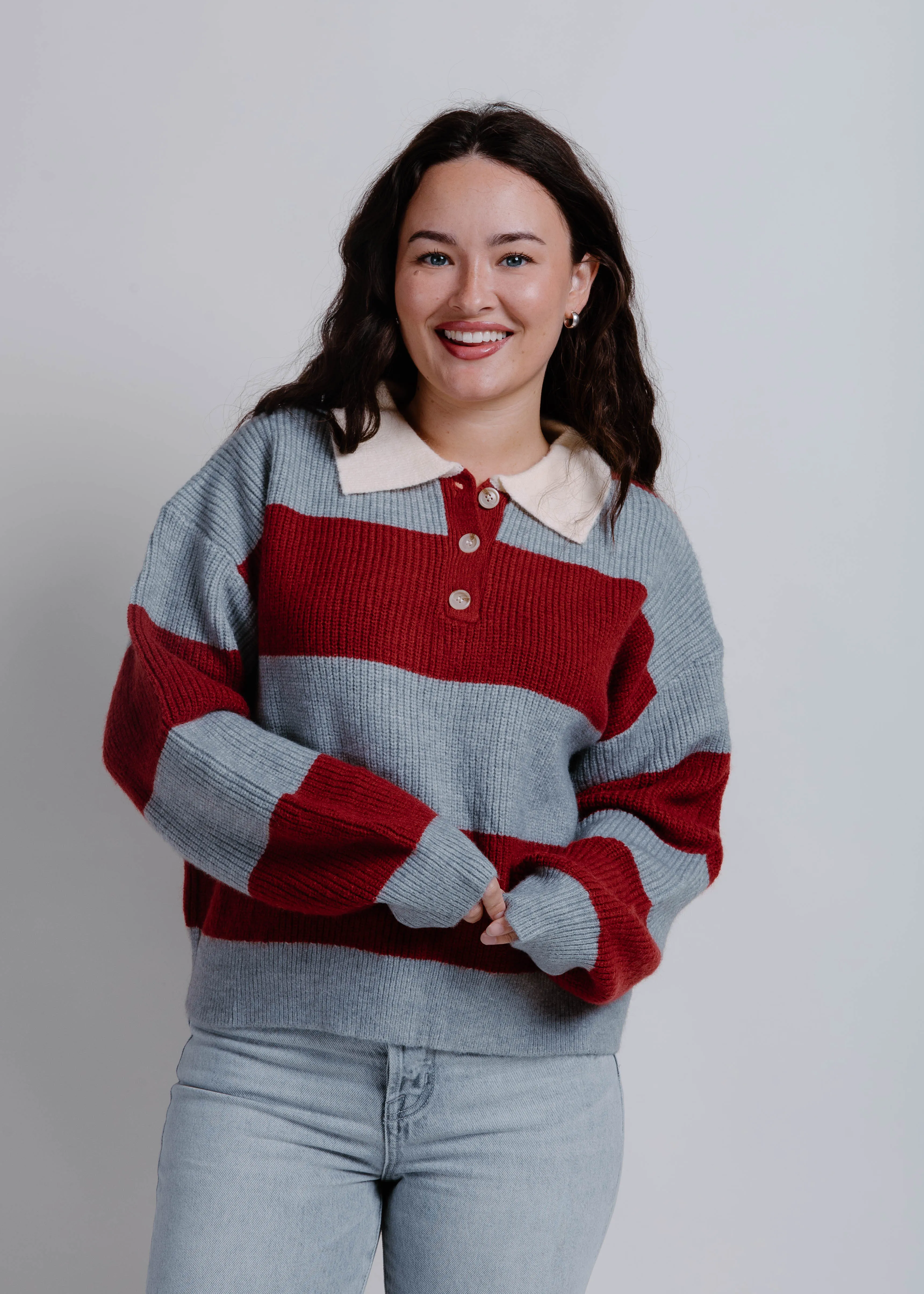 The Ember Striped Top - Burgundy sold by Vinnie Louise