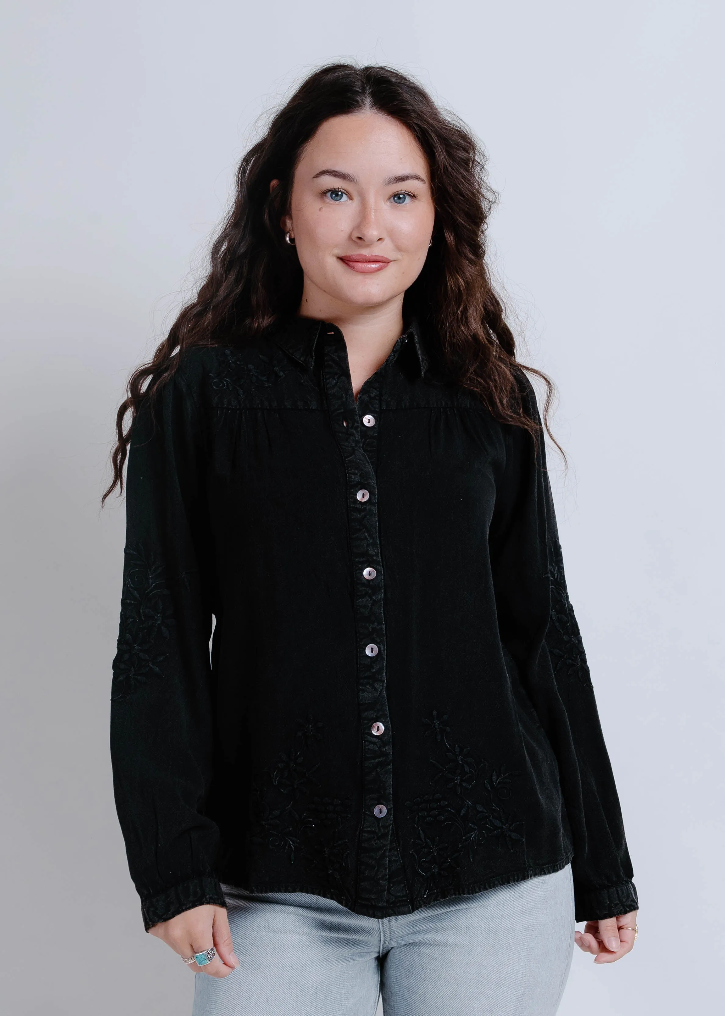 Hyatt Collared Long Sleeve Top - Black sold by Vinnie Louise product image thumbnail 2