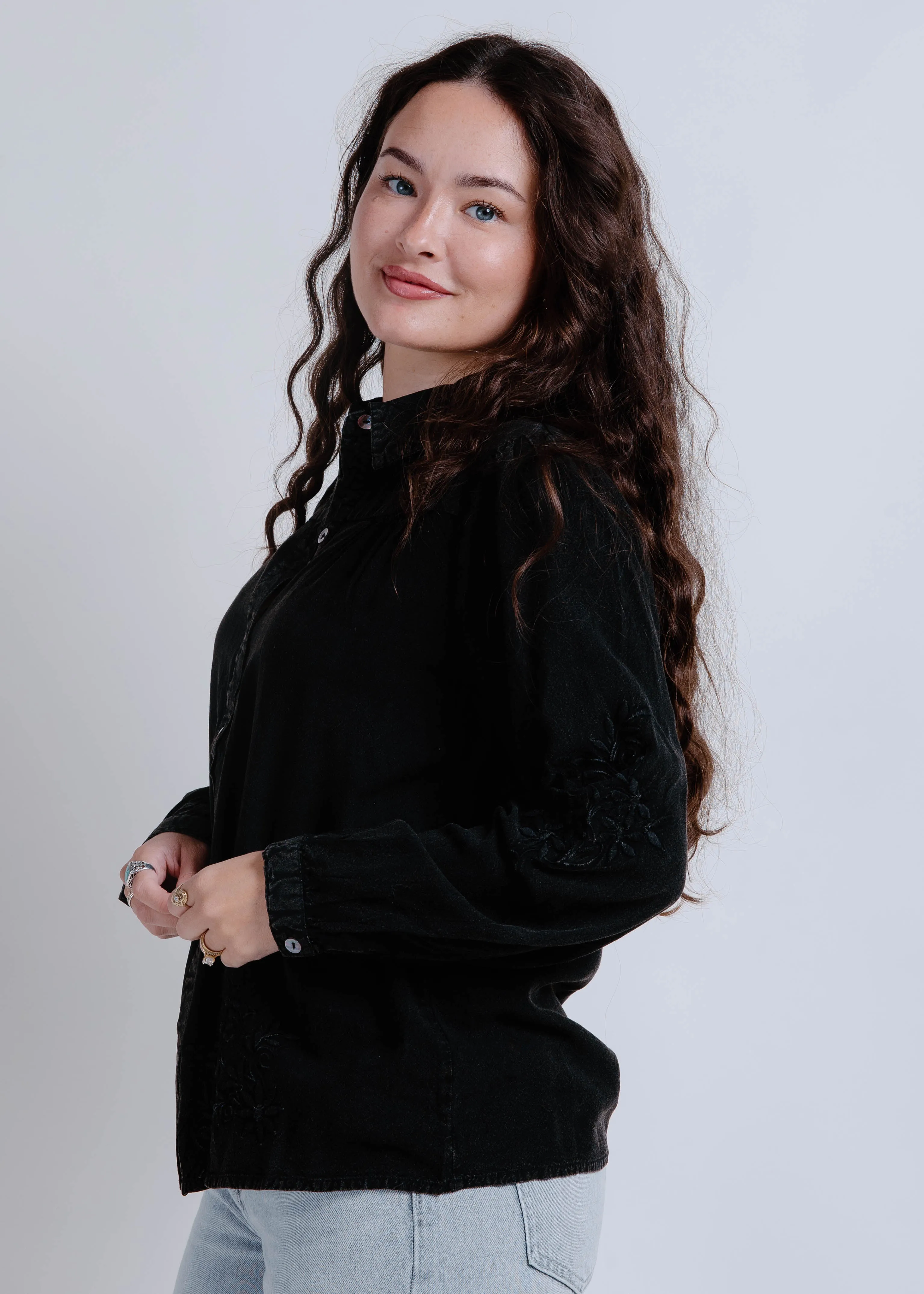 Hyatt Collared Long Sleeve Top - Black sold by Vinnie Louise product image thumbnail 3