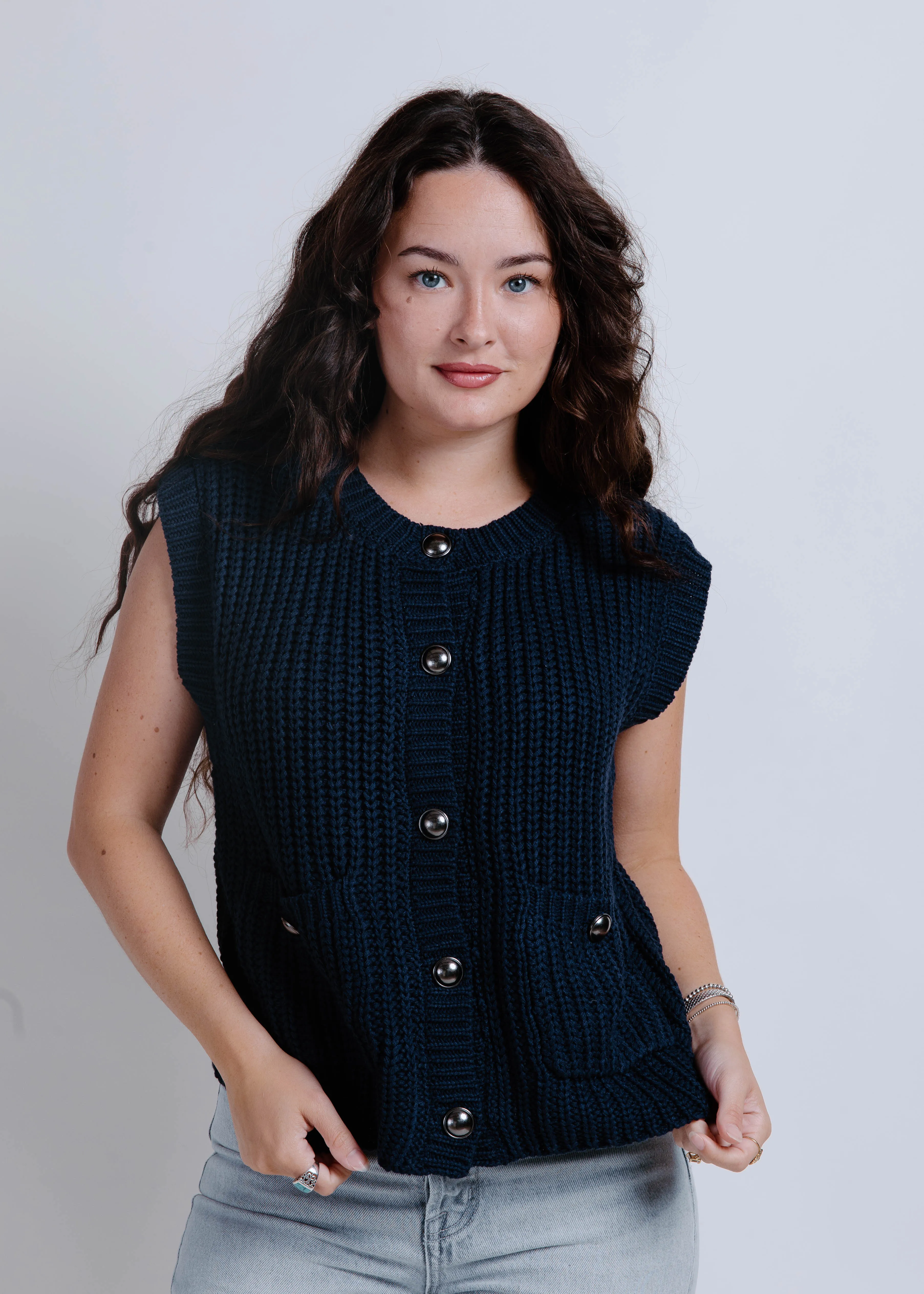 Hannah Sweater Vest - Navy sold by Vinnie Louise