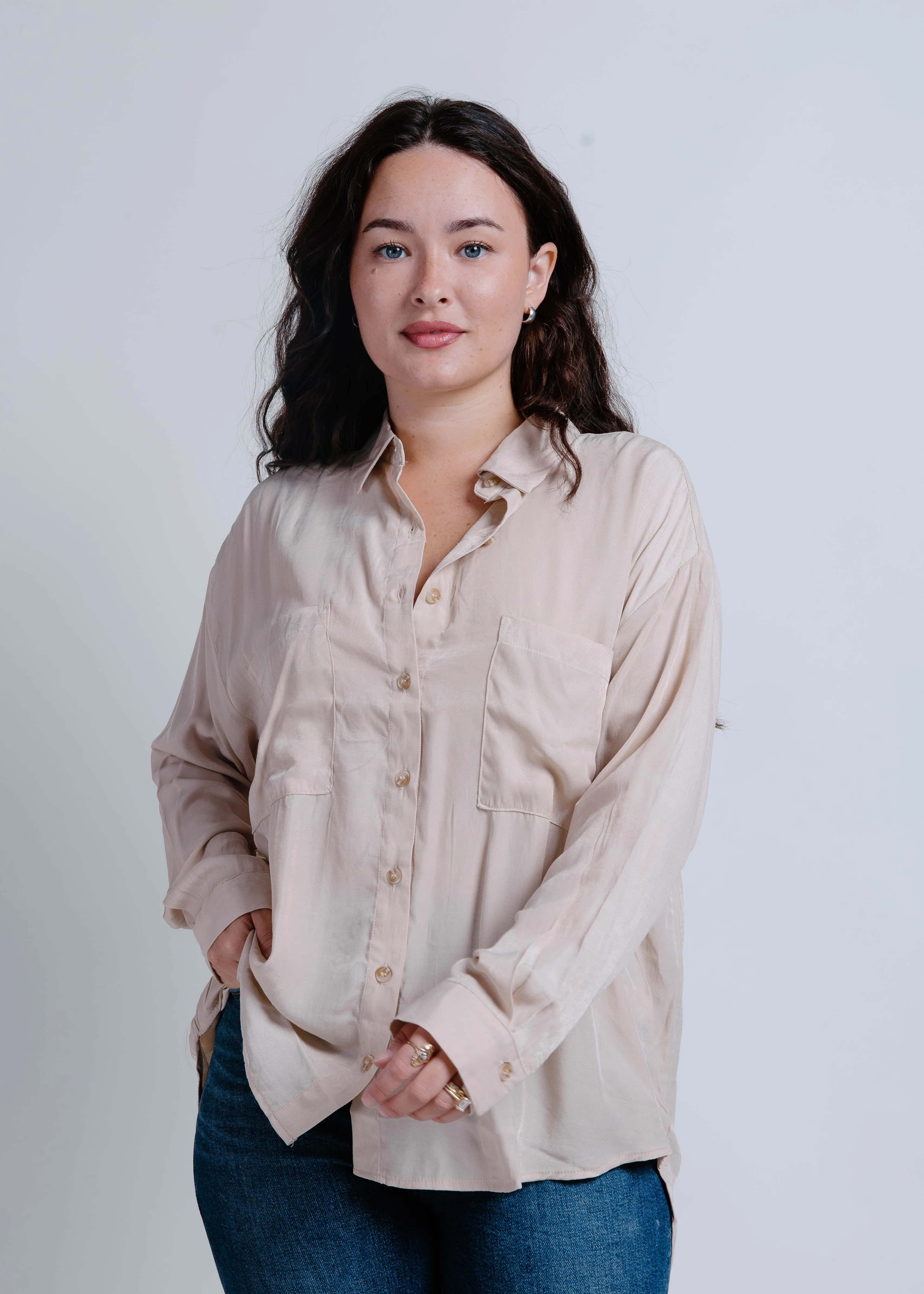 Lee Button Down Top - Light Khaki sold by Vinnie Louise product image thumbnail 2