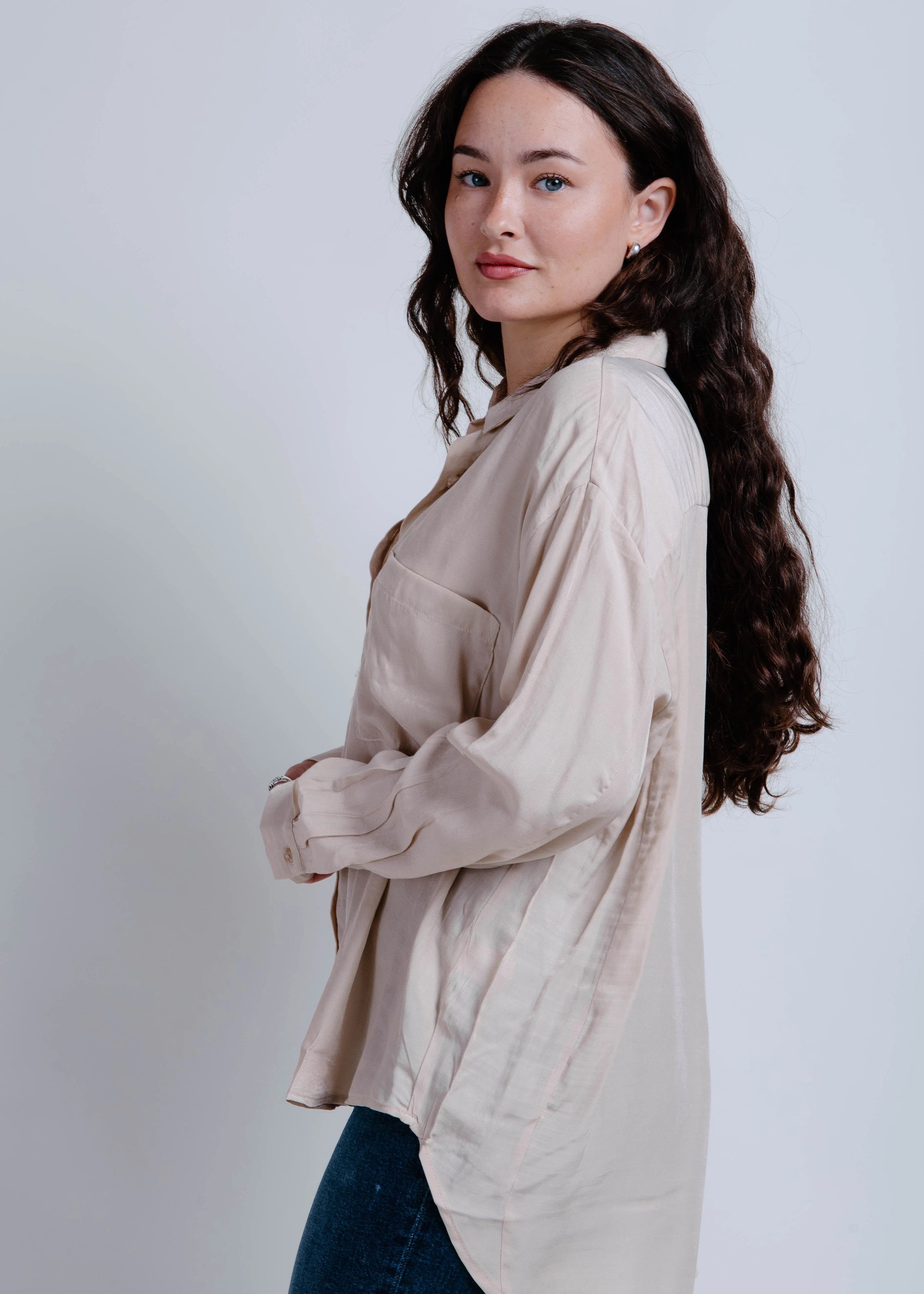 Lee Button Down Top - Light Khaki sold by Vinnie Louise product image thumbnail 3