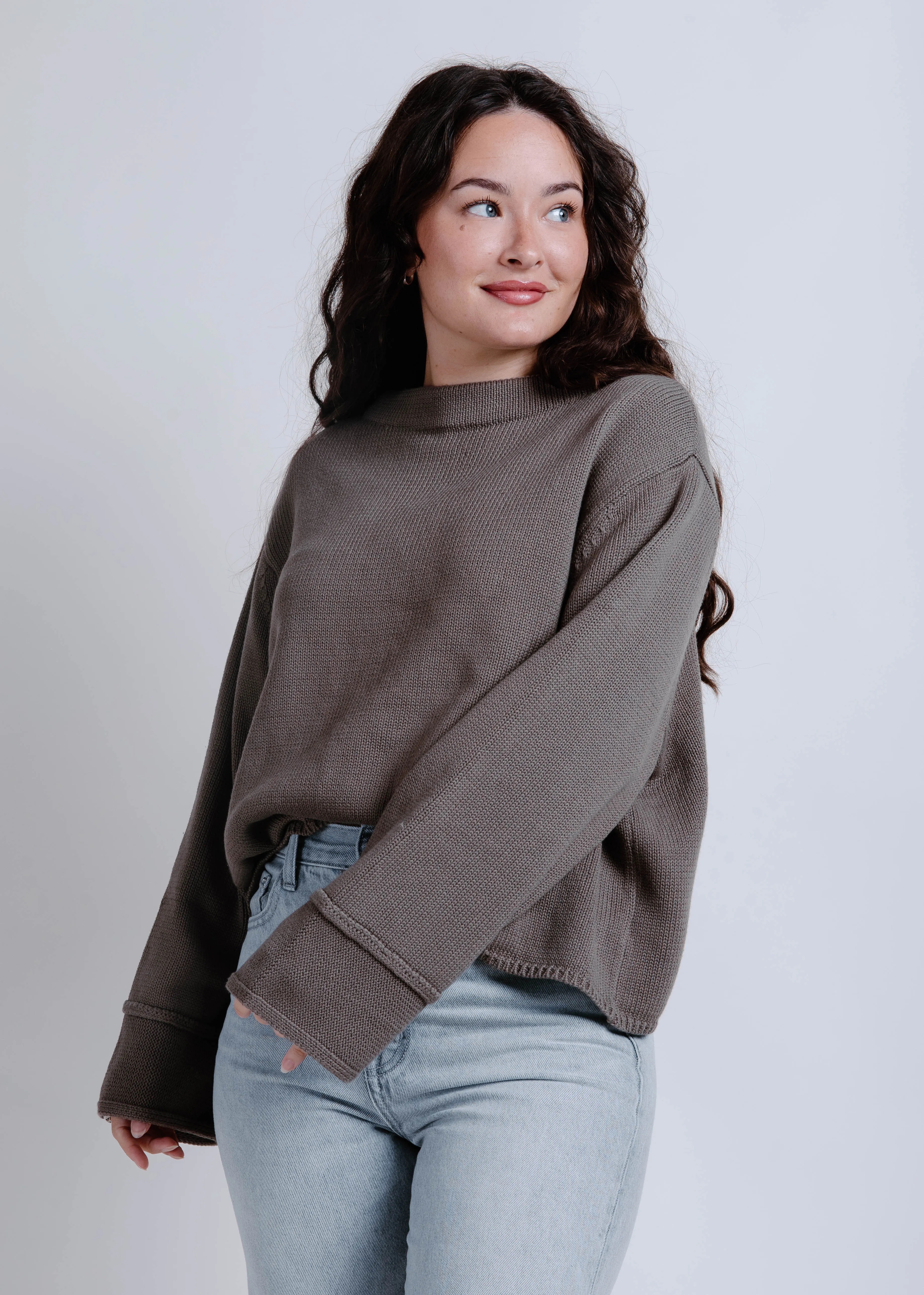 Tina Mock Neck Sweater - Olive sold by Vinnie Louise
