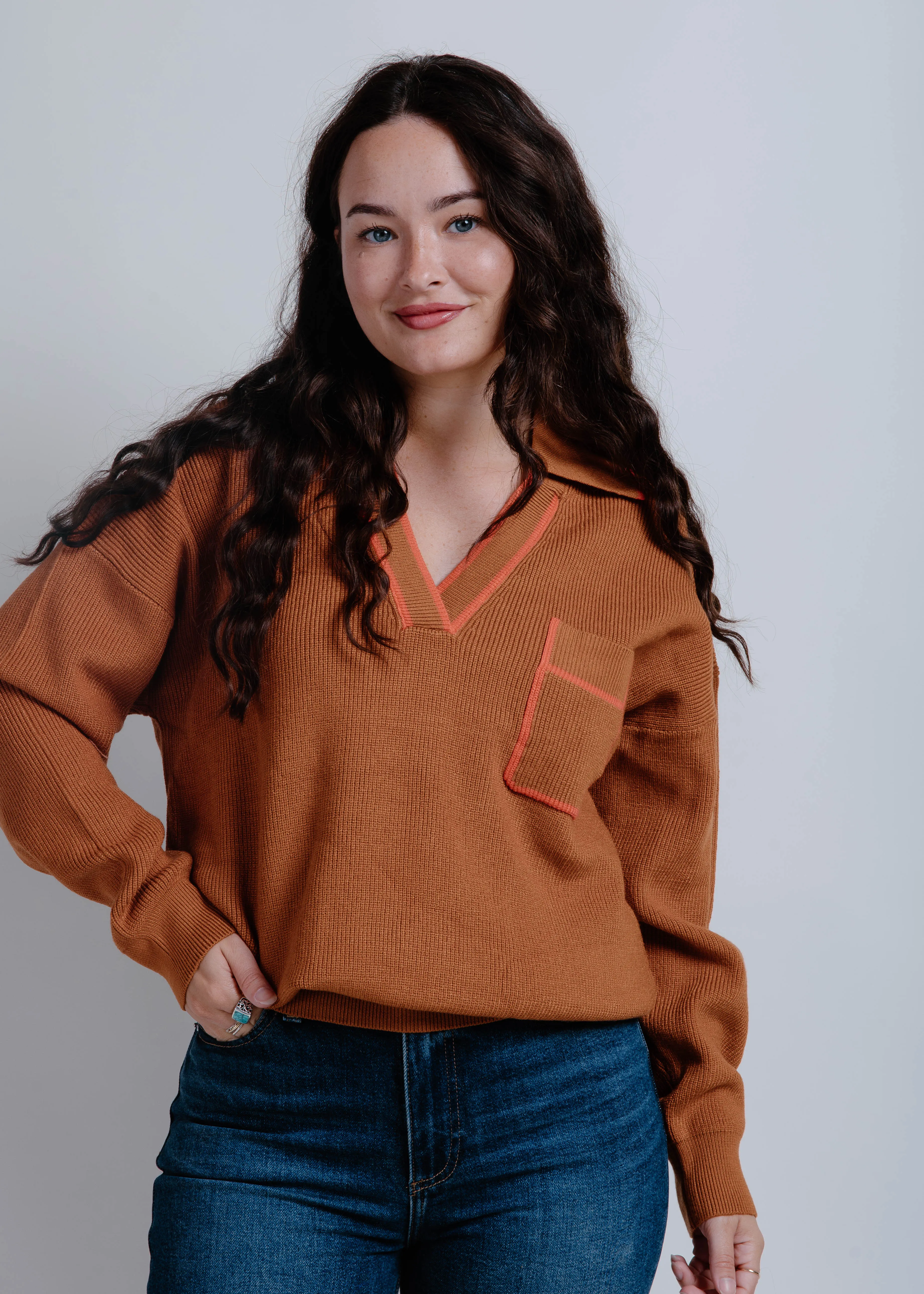 Della Collared Pullover - Rust sold by Vinnie Louise product image thumbnail 2