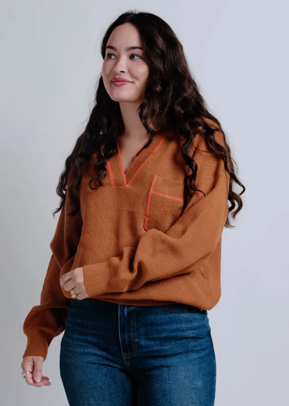 Della Collared Pullover - Rust sold by Vinnie Louise