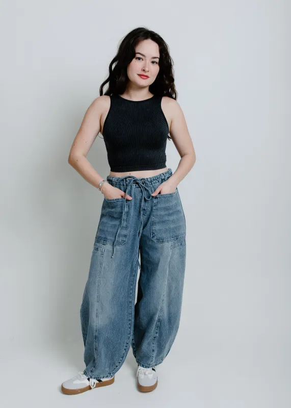Lainey Mid Rise Barrel Jeans - Light Wash sold by Vinnie Louise