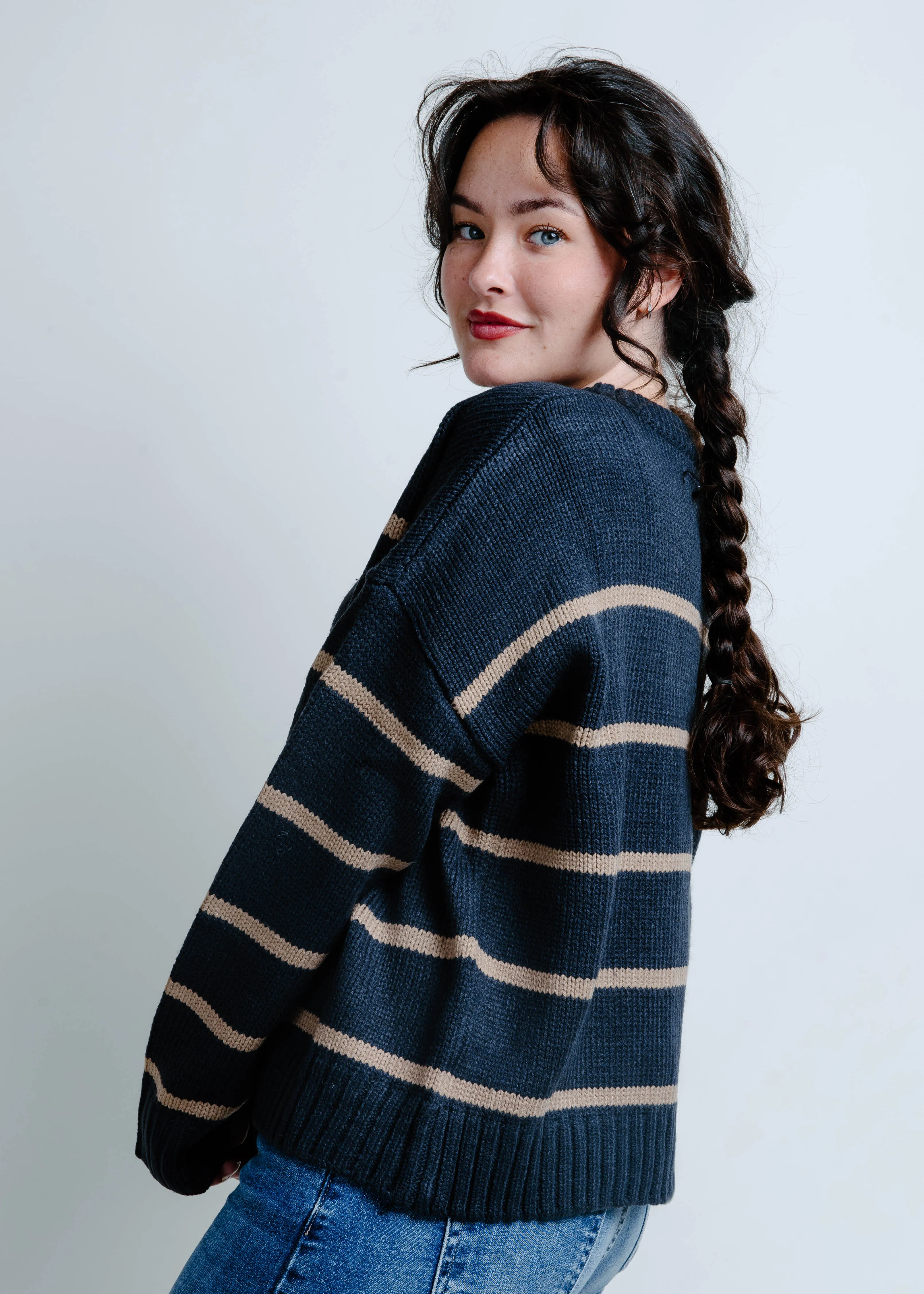 The Nantucket Sweater - Navy Stripe sold by Vinnie Louise product image thumbnail 3