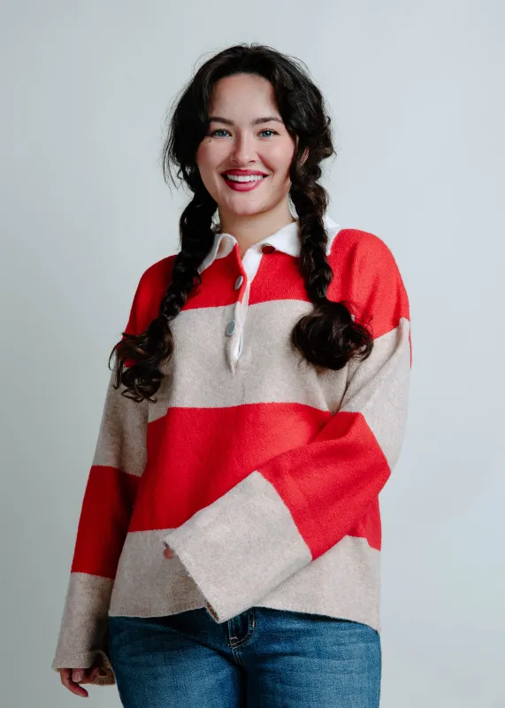 The Polo Striped Sweater - Red sold by Vinnie Louise