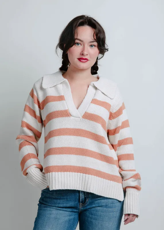 Cross The Line Striped Sweater - Sand/Ginger sold by Vinnie Louise