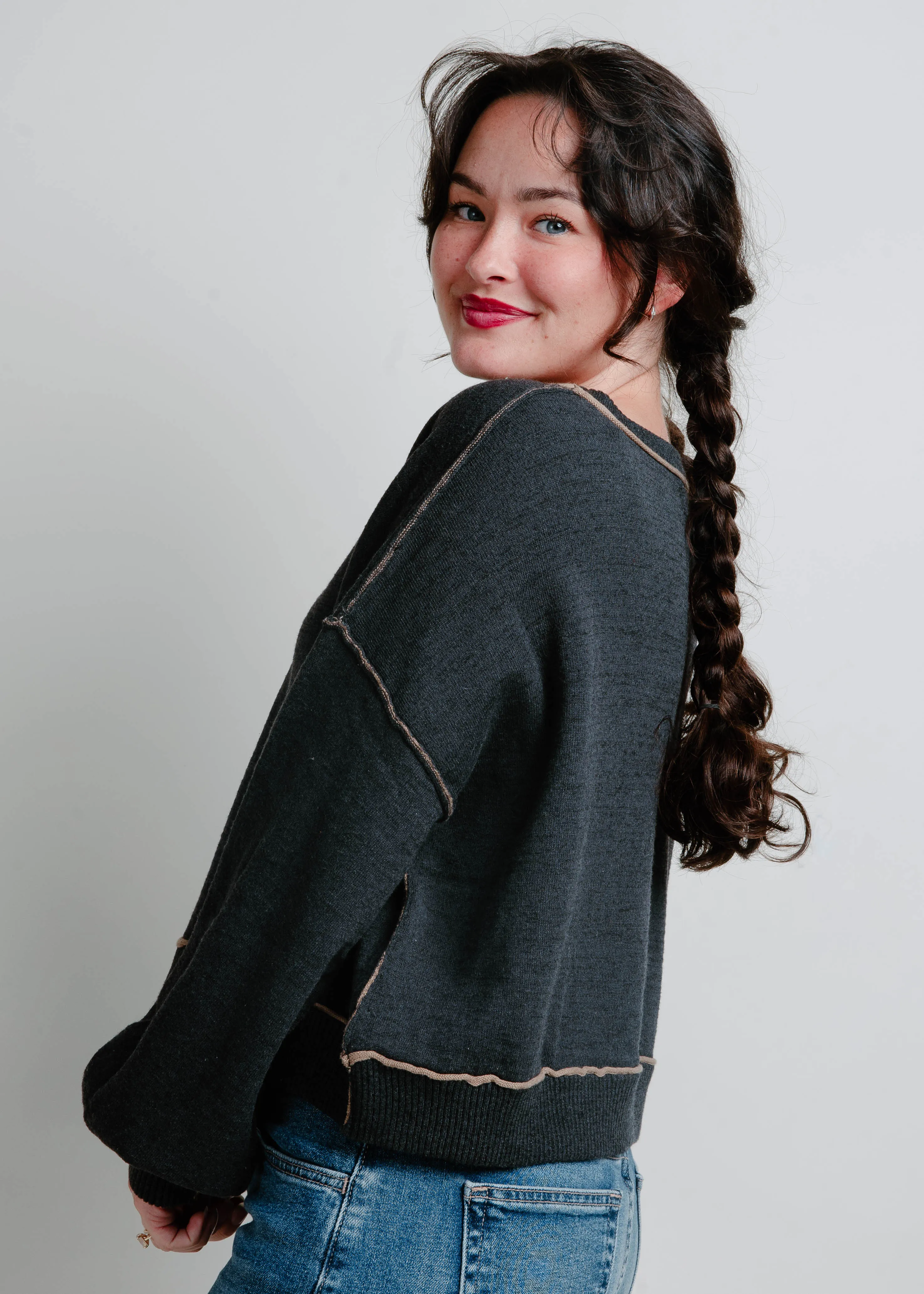 Landon Knit Sweater - Charcoal sold by Vinnie Louise product image thumbnail 2