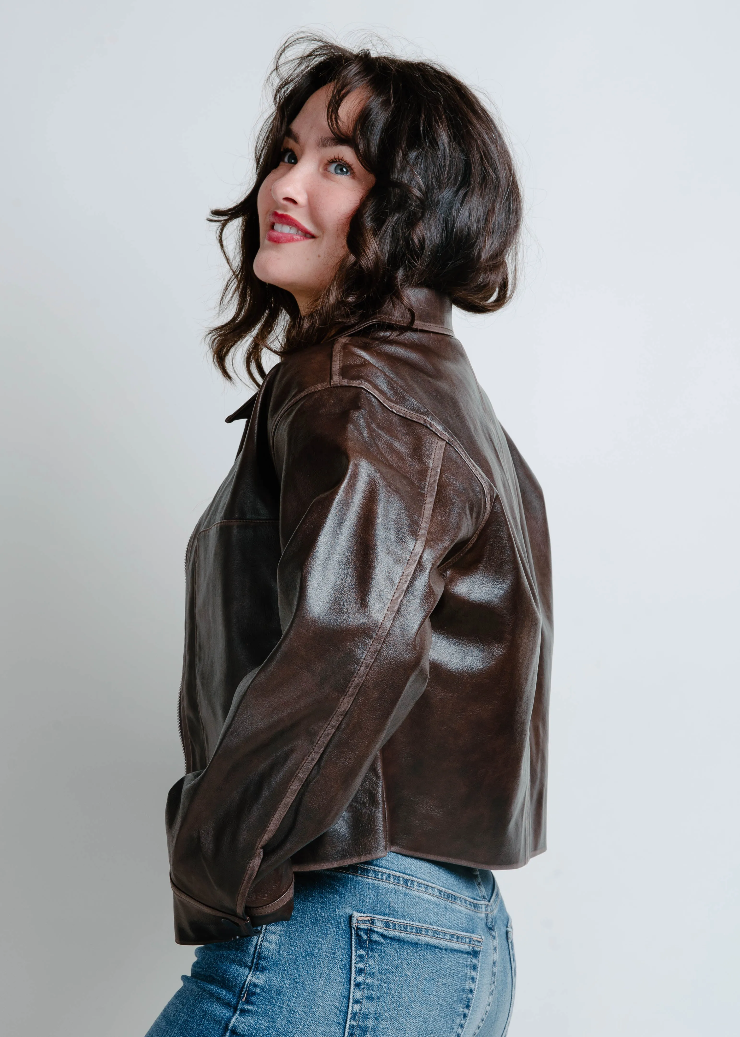 Upper West Side Leather Jacket - Brown sold by Vinnie Louise product image thumbnail 2