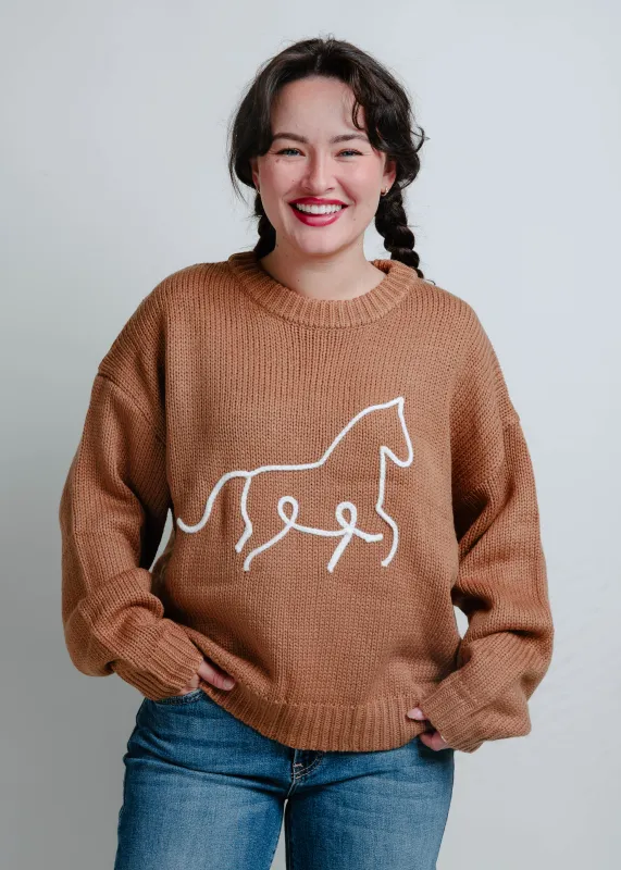 Nia Horse Sweater - Camel sold by Vinnie Louise