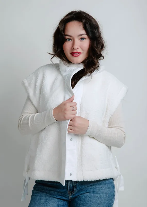 Ellie Sherpa Vest Jacket - White sold by Vinnie Louise