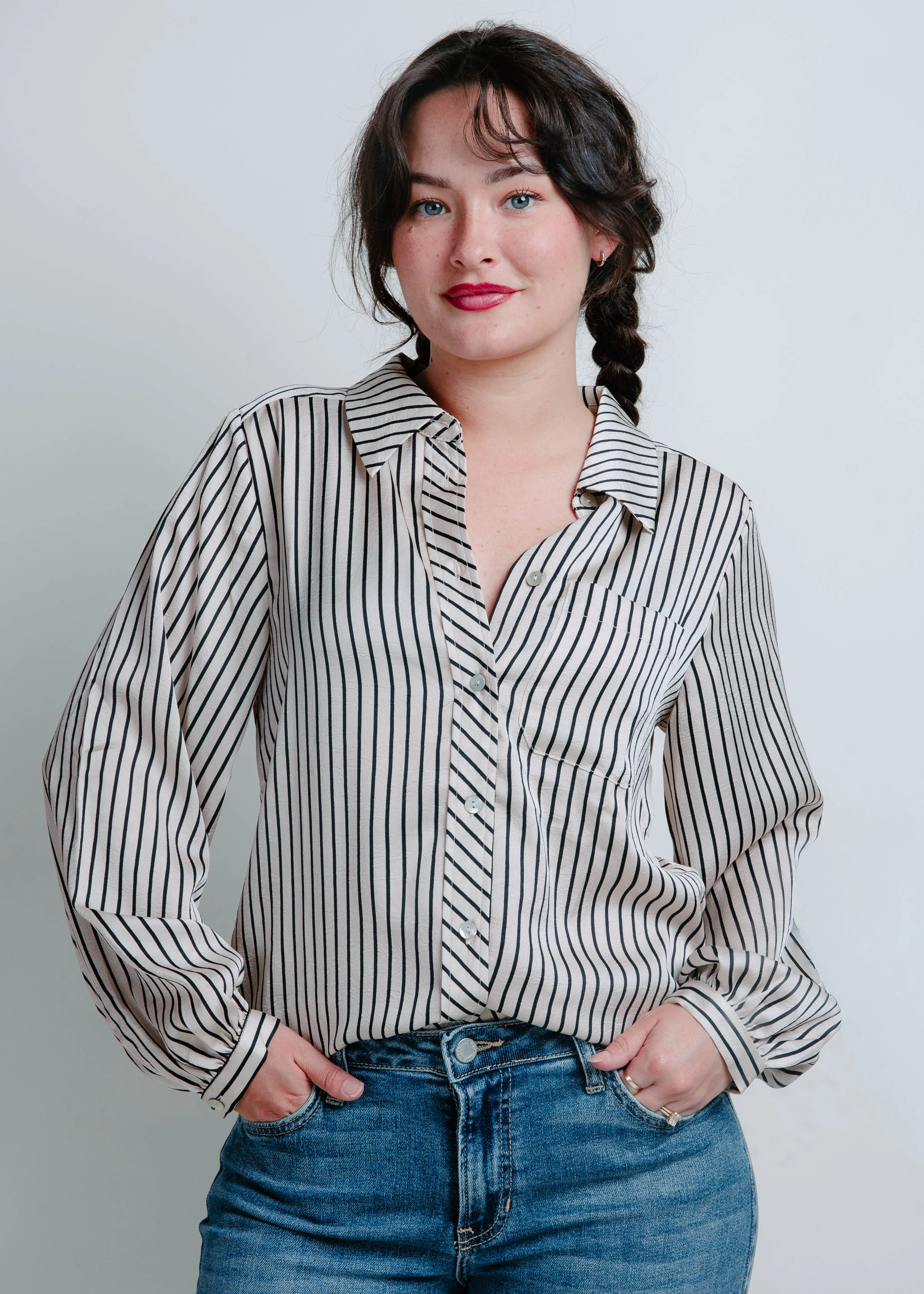The Barron Striped Button Down - Ivory sold by Vinnie Louise product image thumbnail 2