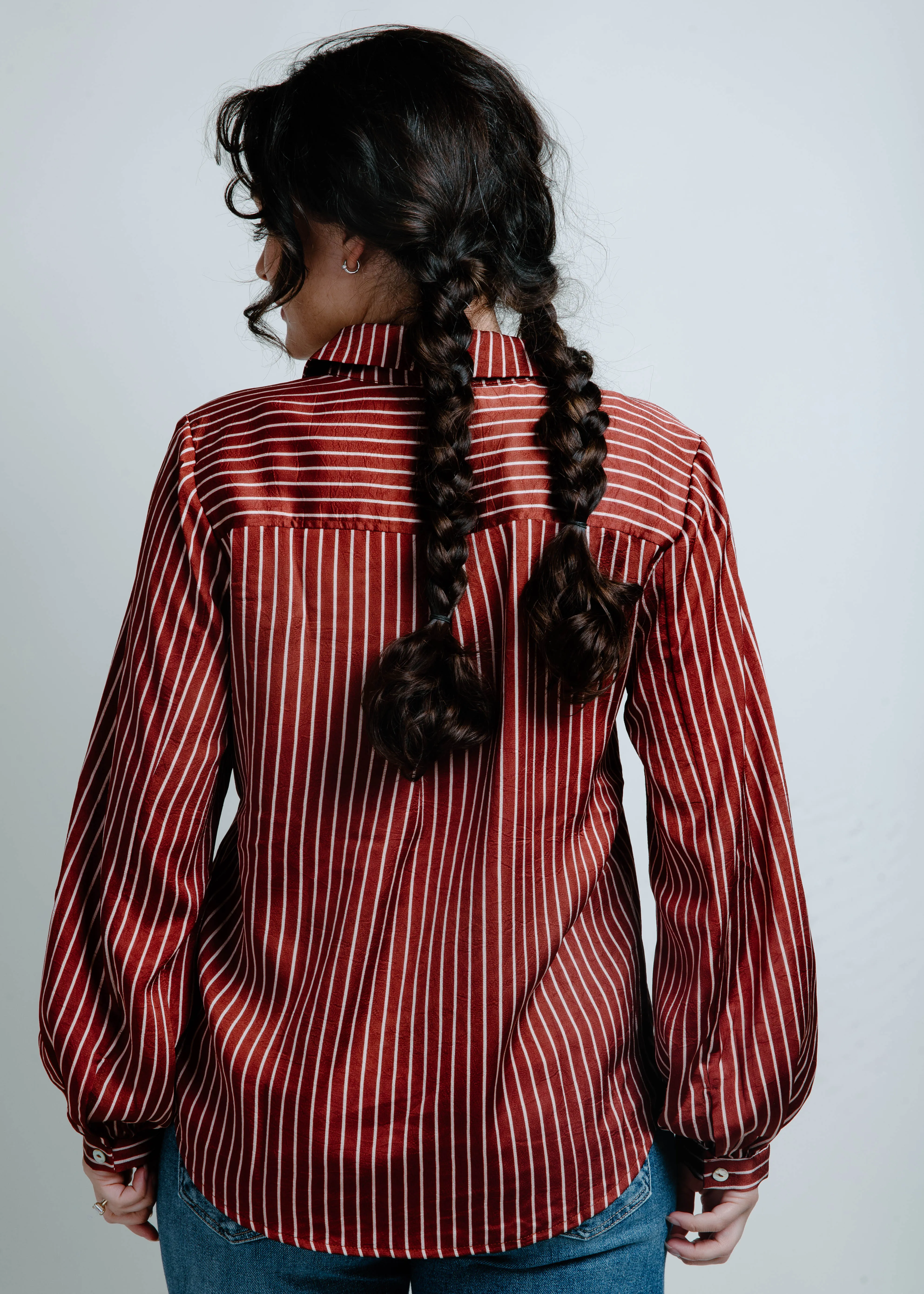 The Barron Striped Button Down - Burgundy sold by Vinnie Louise product image thumbnail 3