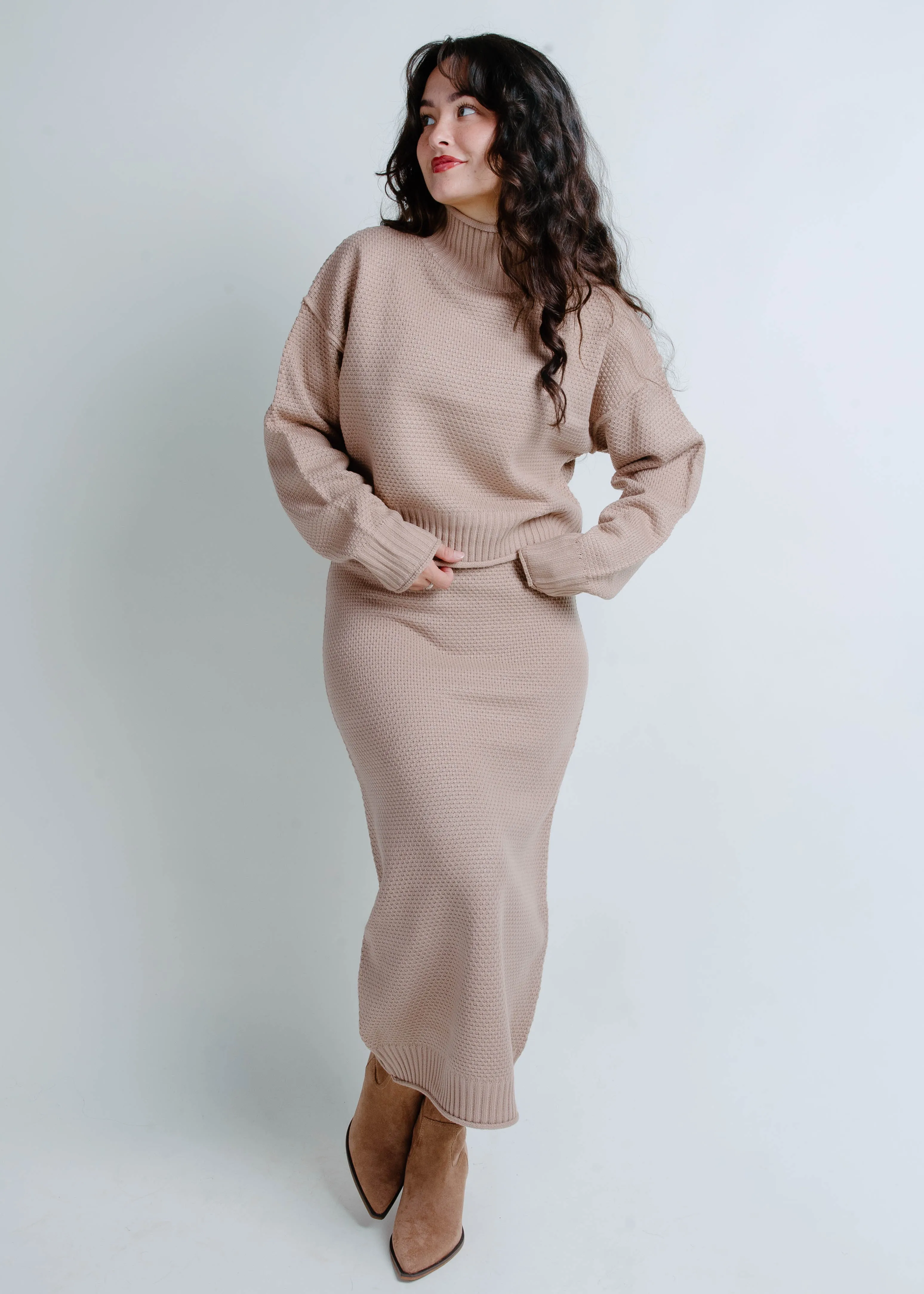 Settle In Knit Skirt Set - Dark Taupe sold by Vinnie Louise product image thumbnail 2