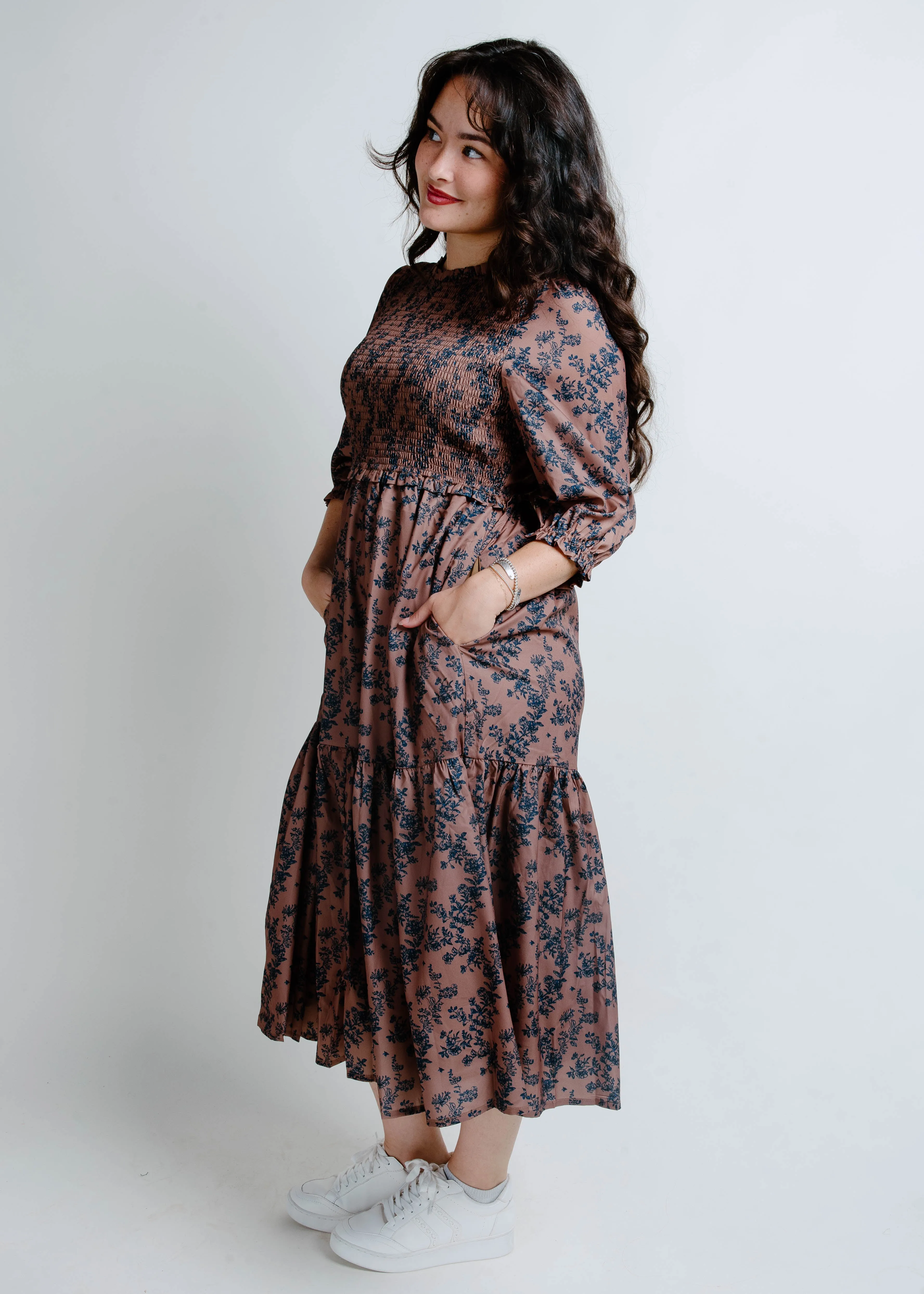 Piper Smocked Floral Midi Dress sold by Vinnie Louise product image thumbnail 3