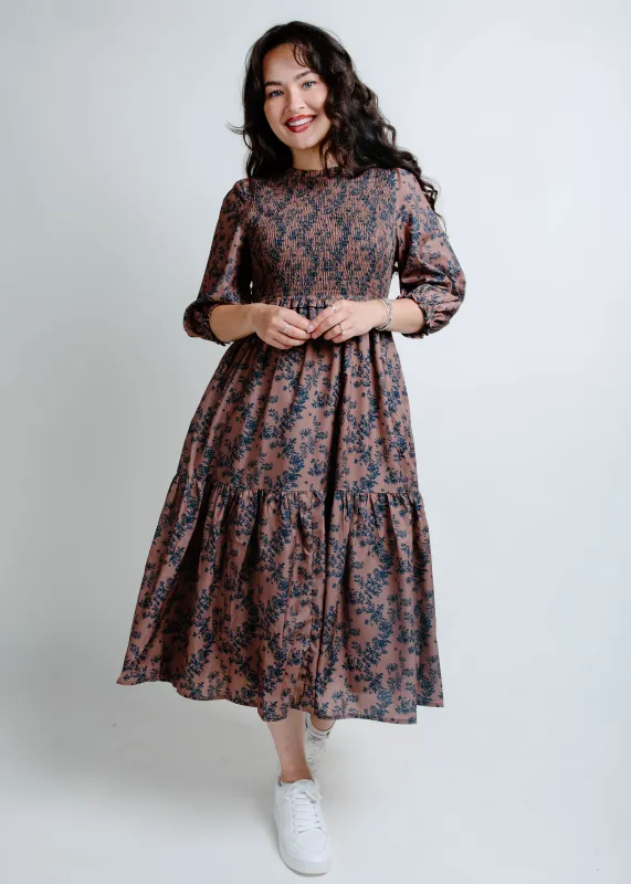 Piper Smocked Floral Midi Dress sold by Vinnie Louise
