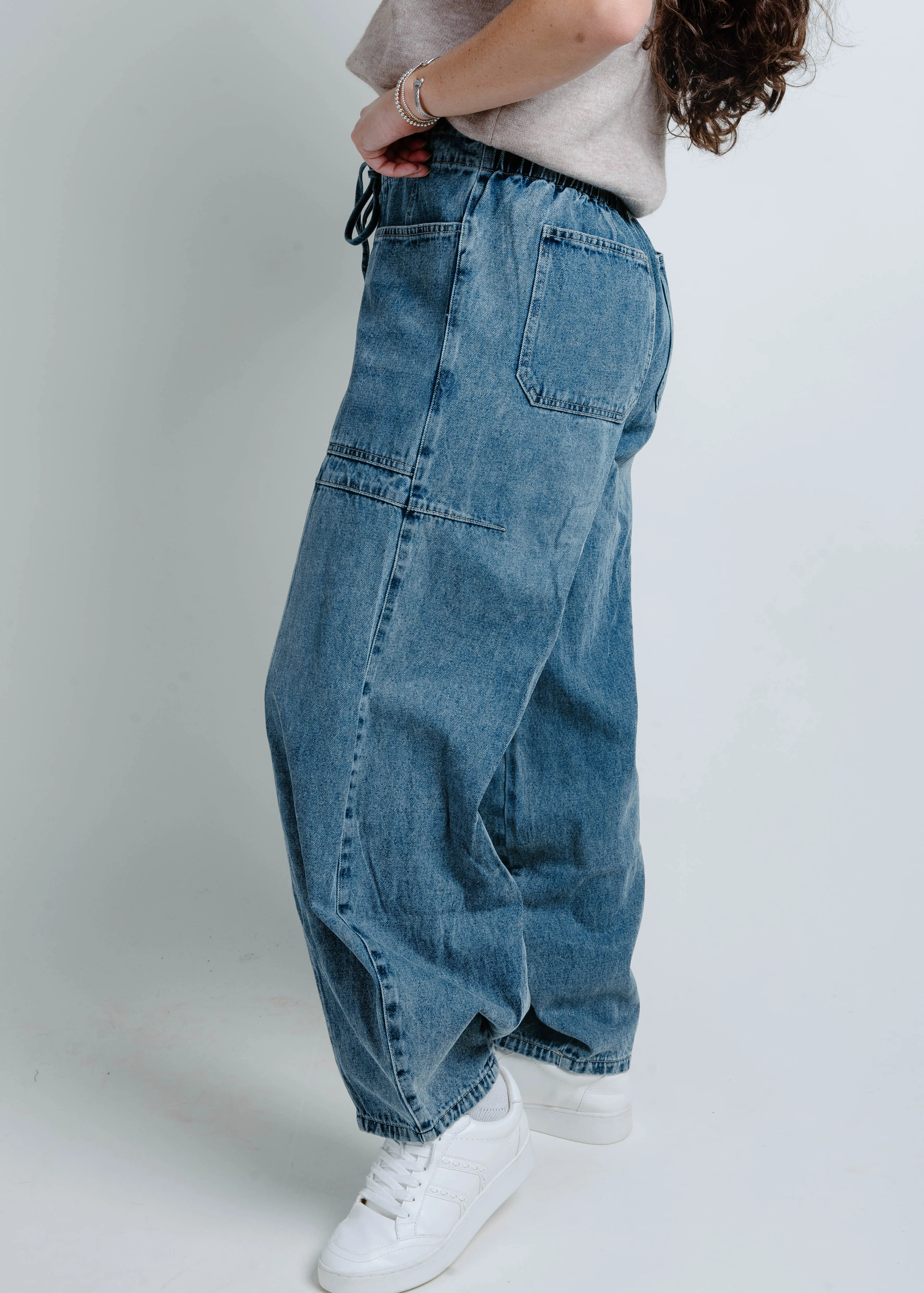 Lainey Mid Rise Barrel Jeans - Medium Wash sold by Vinnie Louise product image thumbnail 3