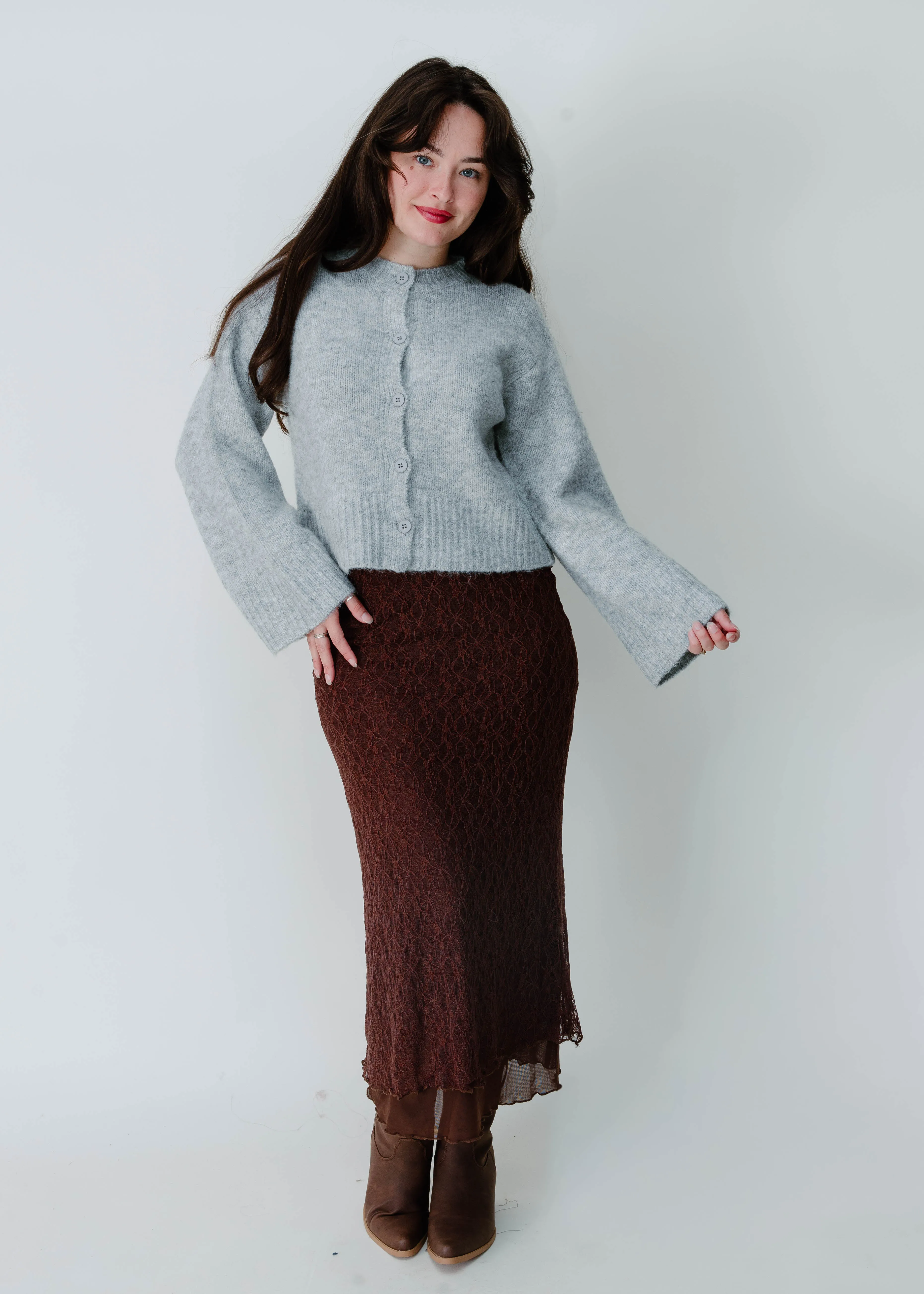 The Arbor Lace Midi Skirt - Chocolate sold by Vinnie Louise