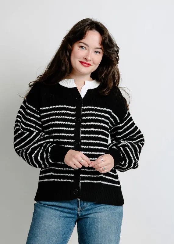 The Modern Luxe Striped Cardigan - Black sold by Vinnie Louise