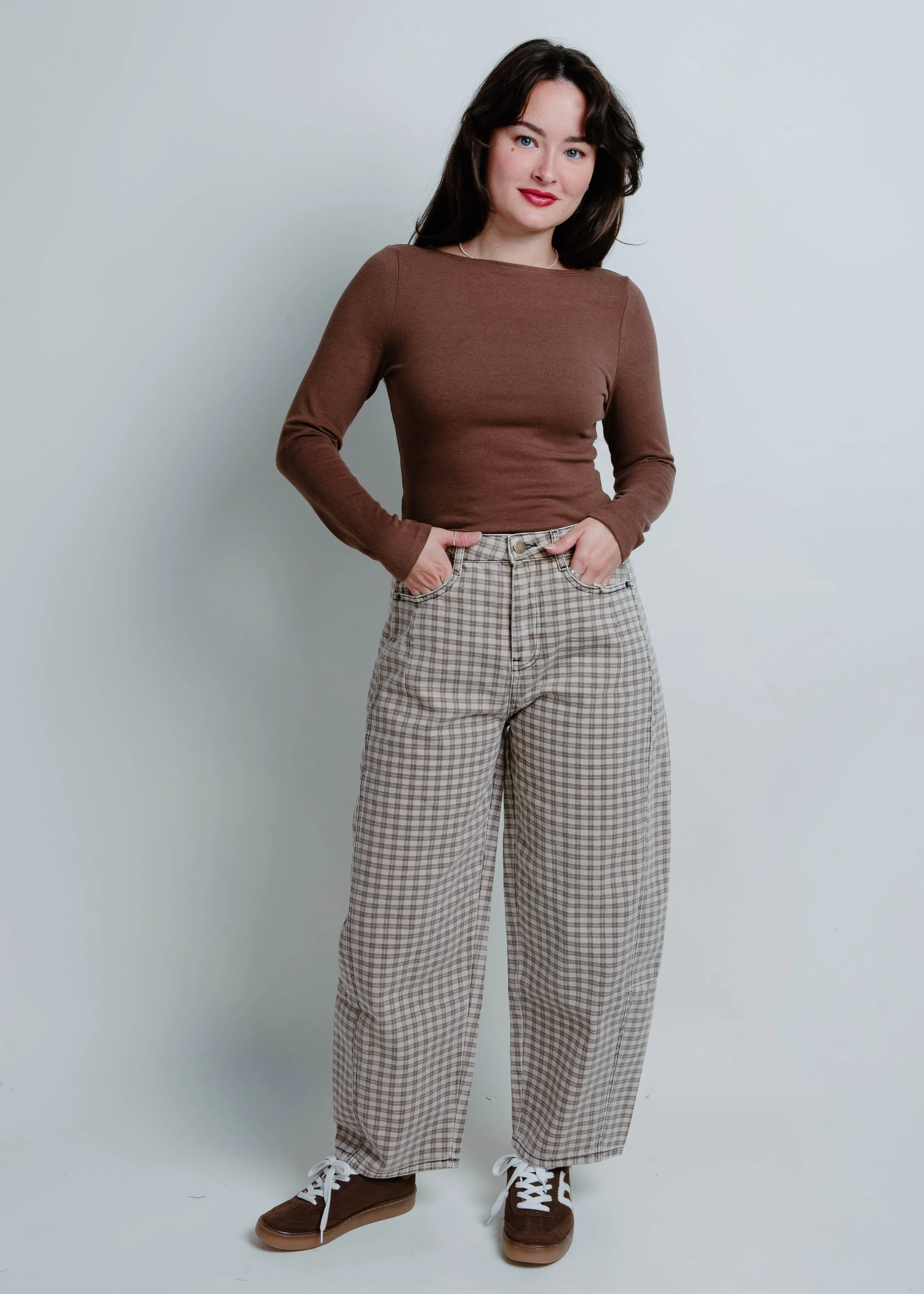 Now And Then Checkered Barrel Pants sold by Vinnie Louise