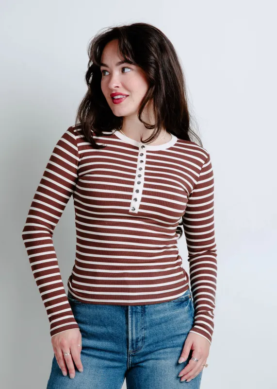 The Alison Striped Henley Top sold by Vinnie Louise