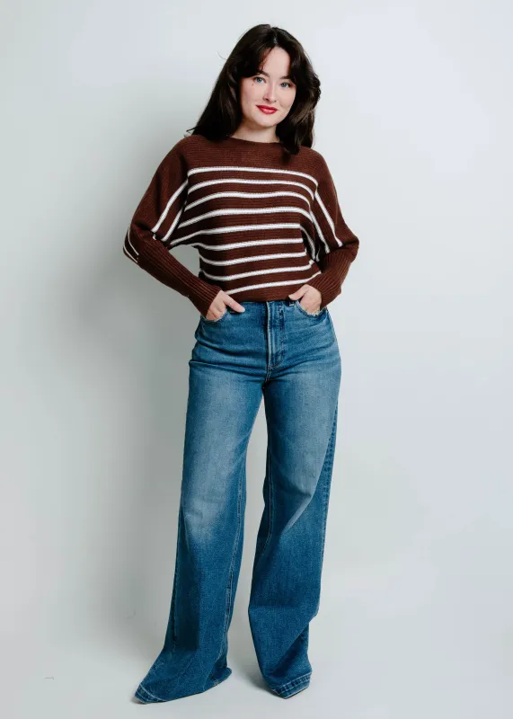 The Naomi Striped Sweater - Coffee sold by Vinnie Louise