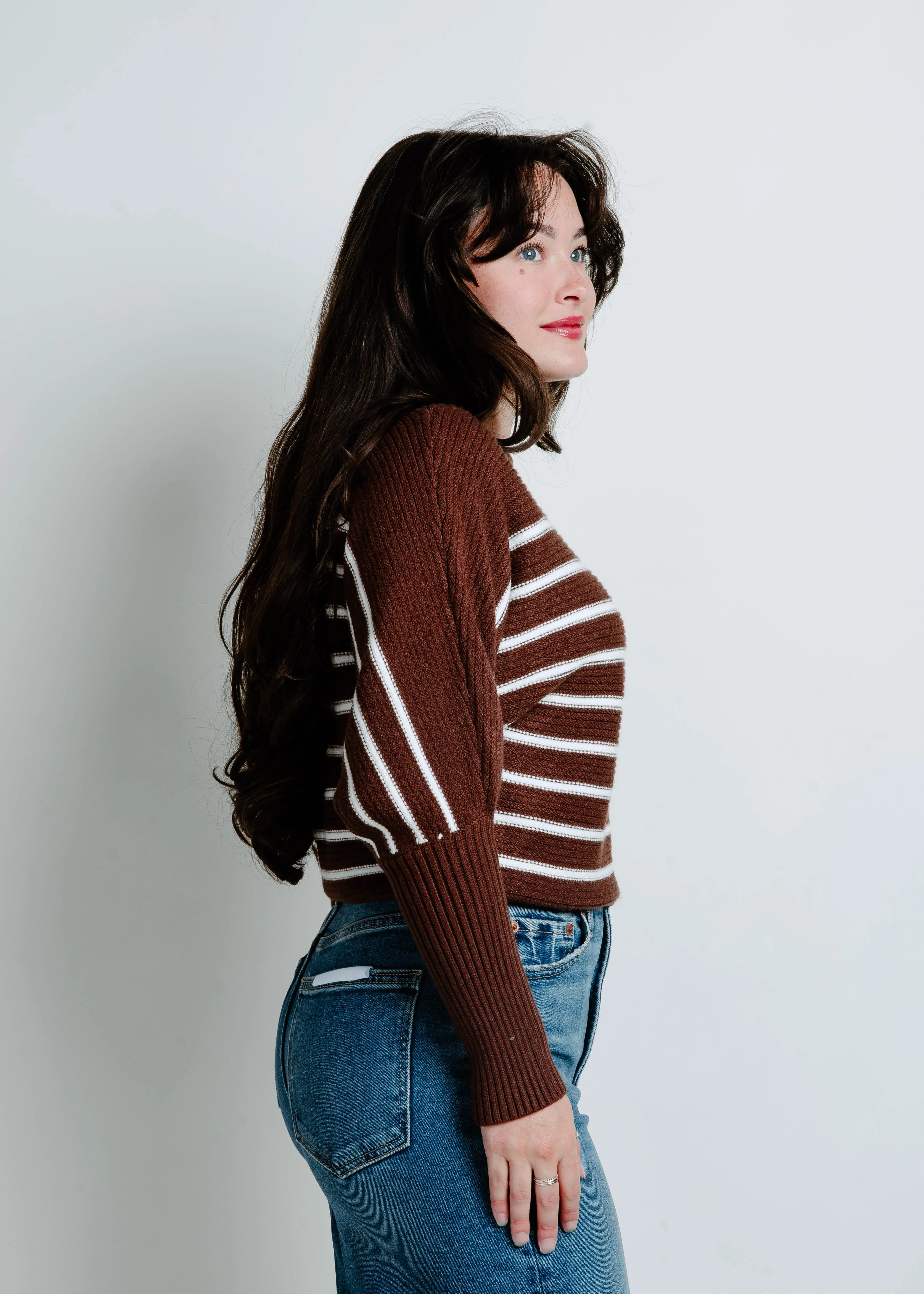 The Naomi Striped Sweater - Coffee sold by Vinnie Louise product image thumbnail 3