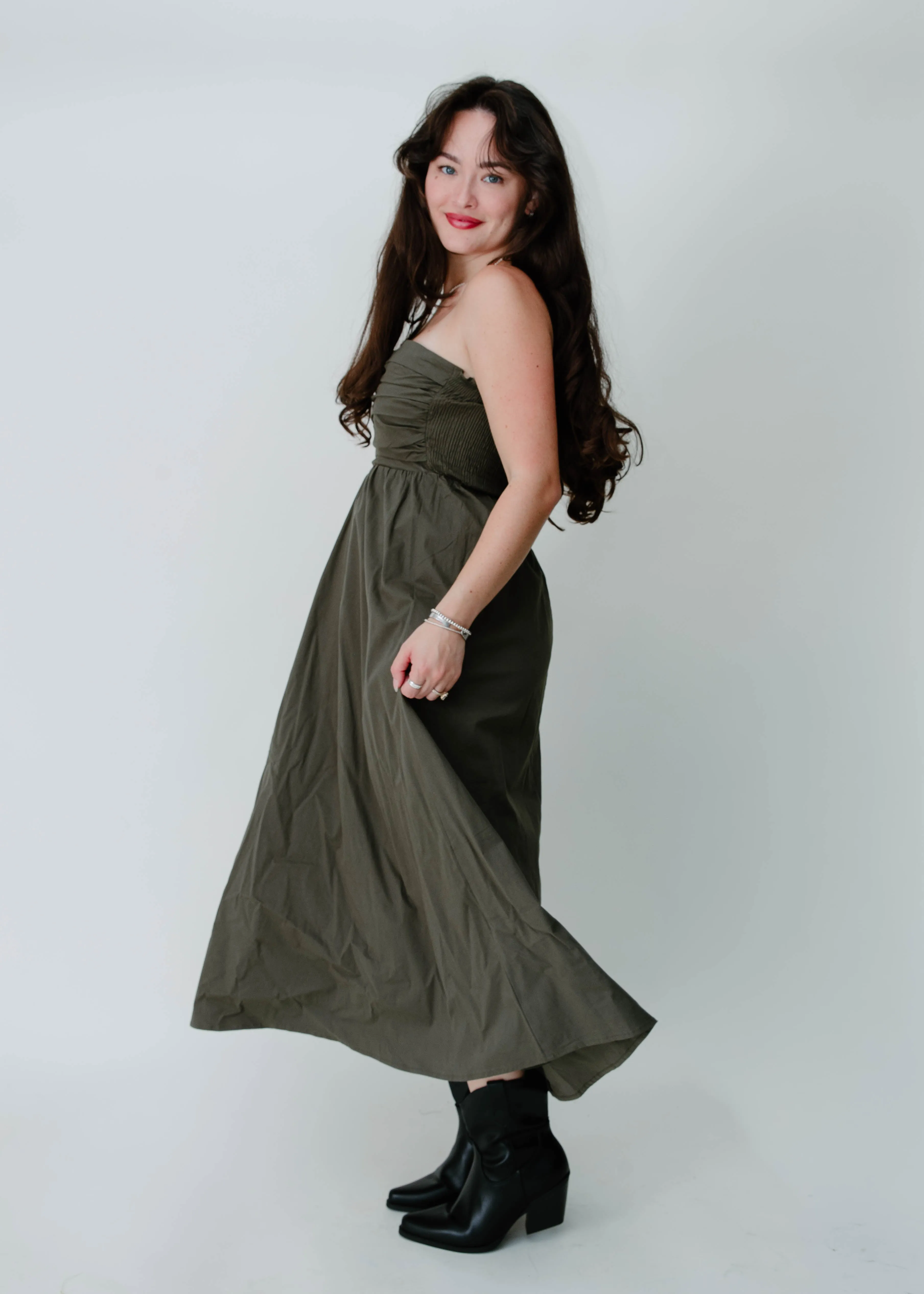The Kelli Midi Dress - Olive sold by Vinnie Louise product image thumbnail 3