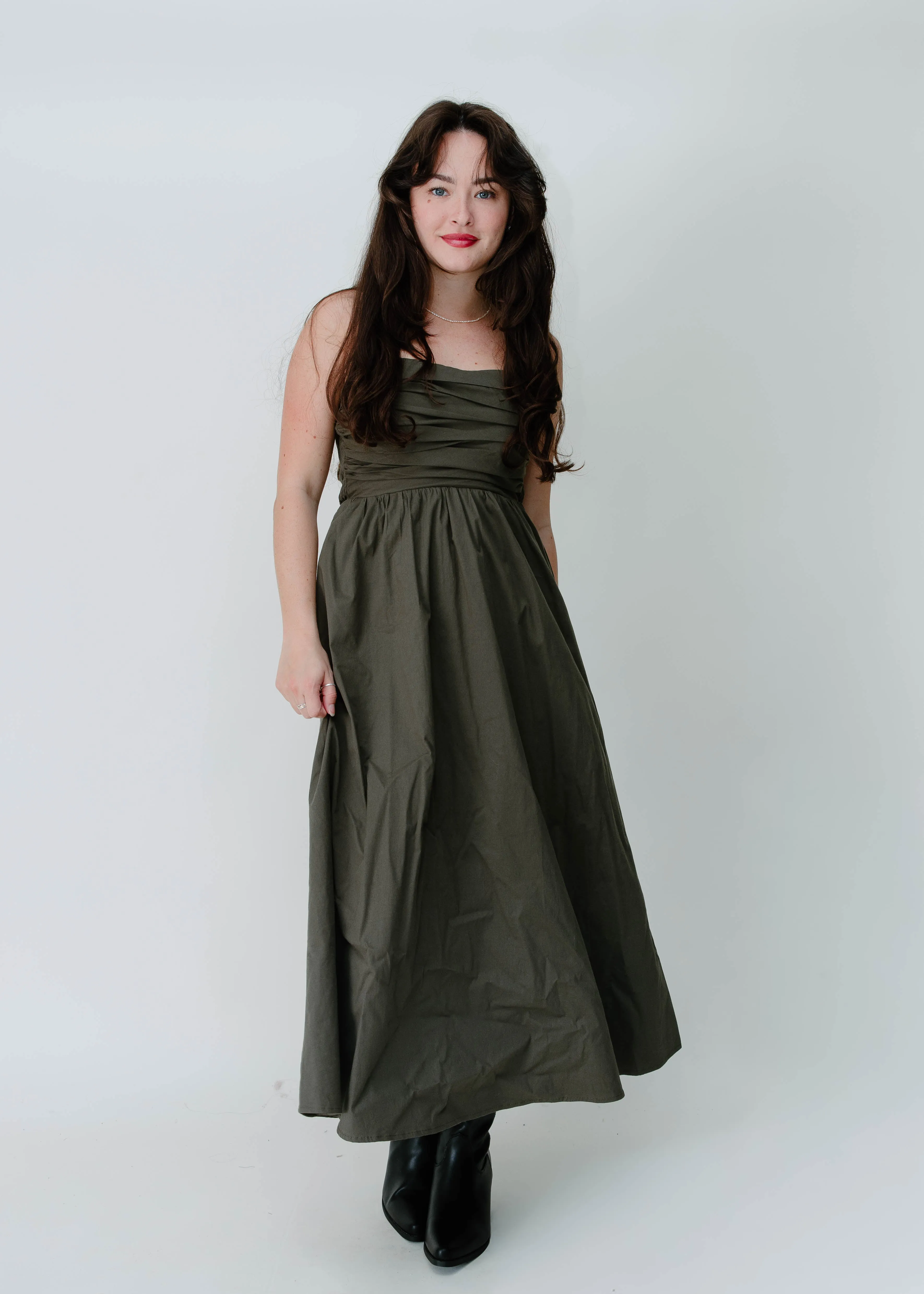 The Kelli Midi Dress - Olive sold by Vinnie Louise