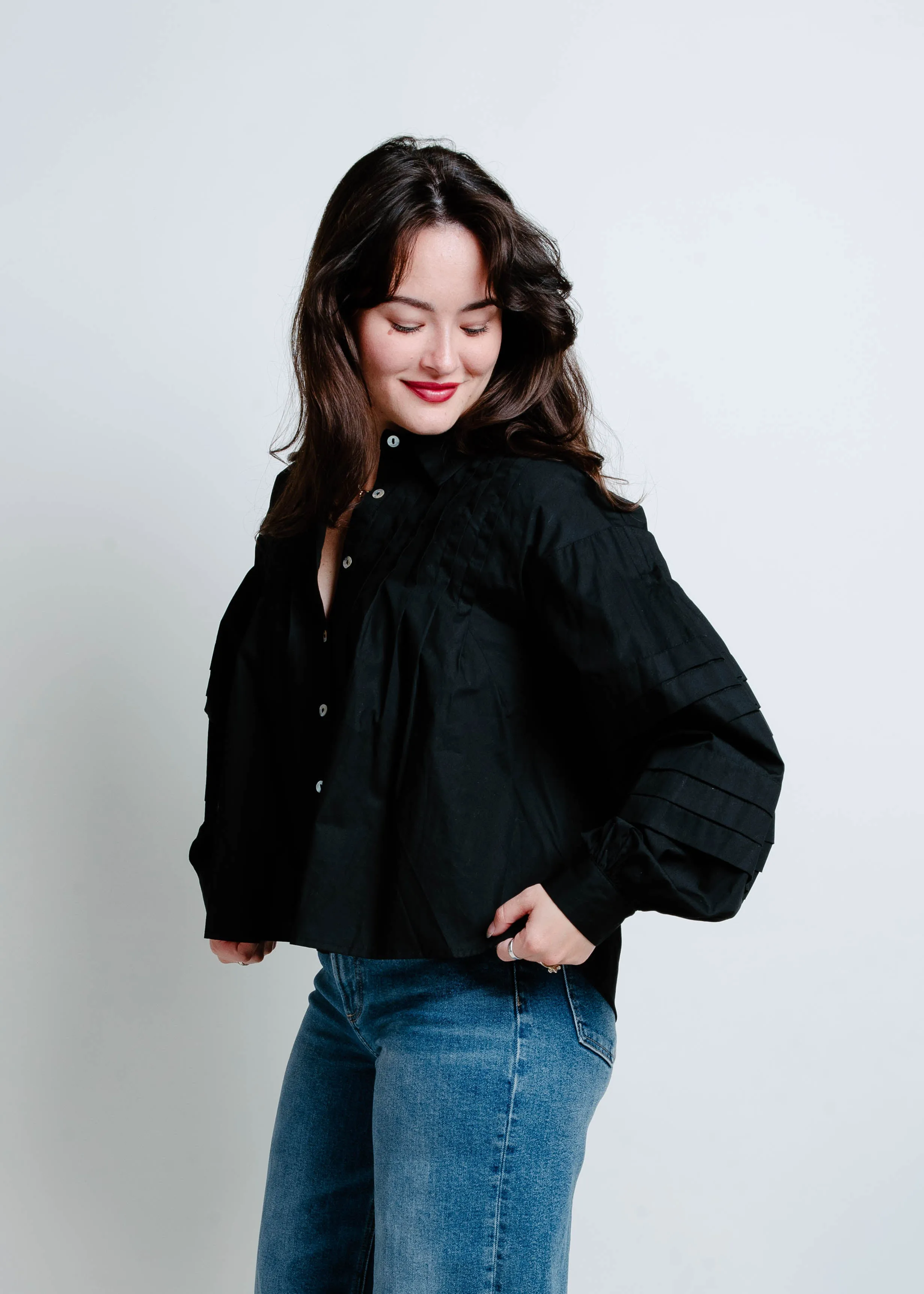Rosie Button Down Top - Black sold by Vinnie Louise product image thumbnail 2
