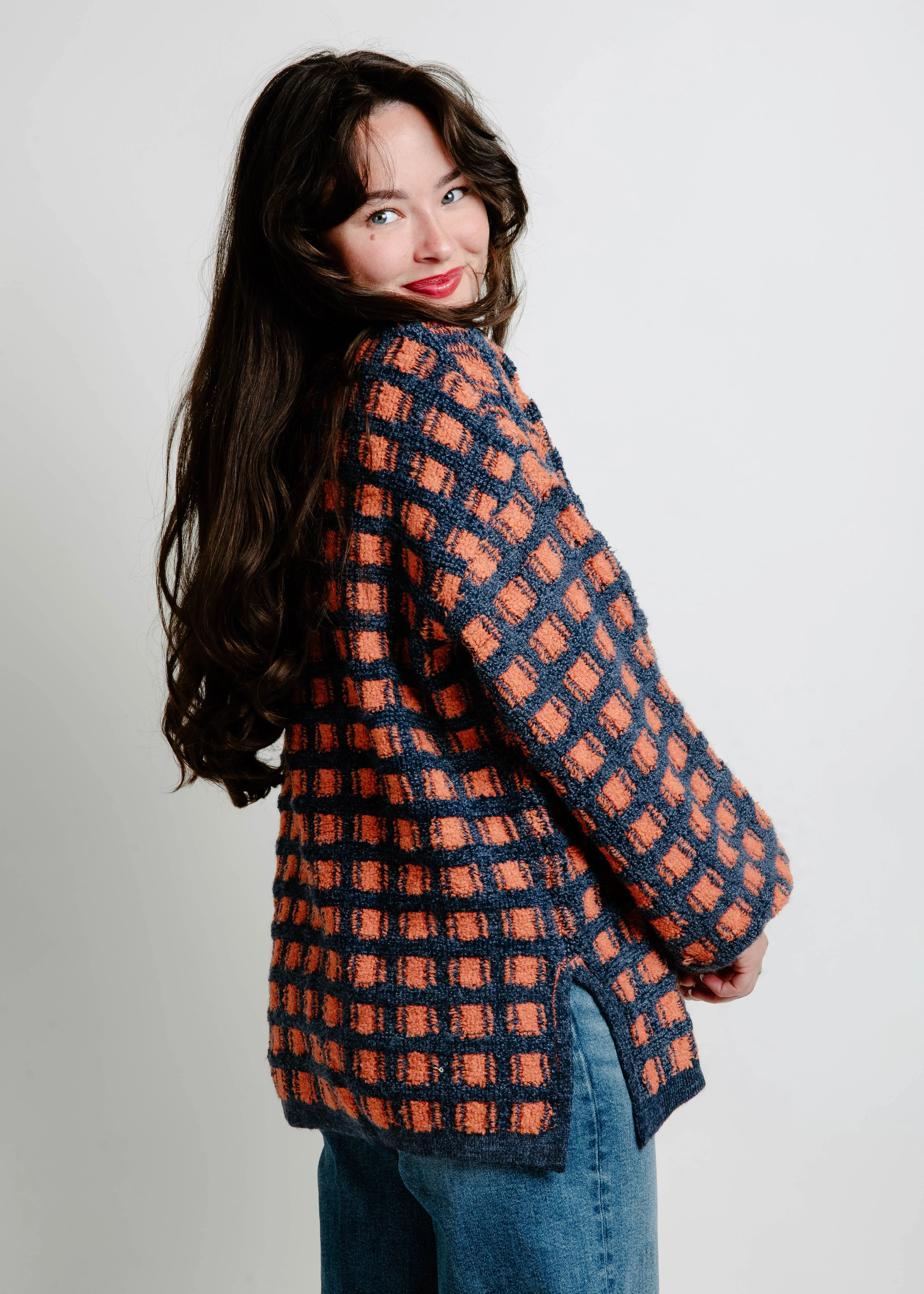 Jonah Checkered Sweater - Navy sold by Vinnie Louise product image thumbnail 4